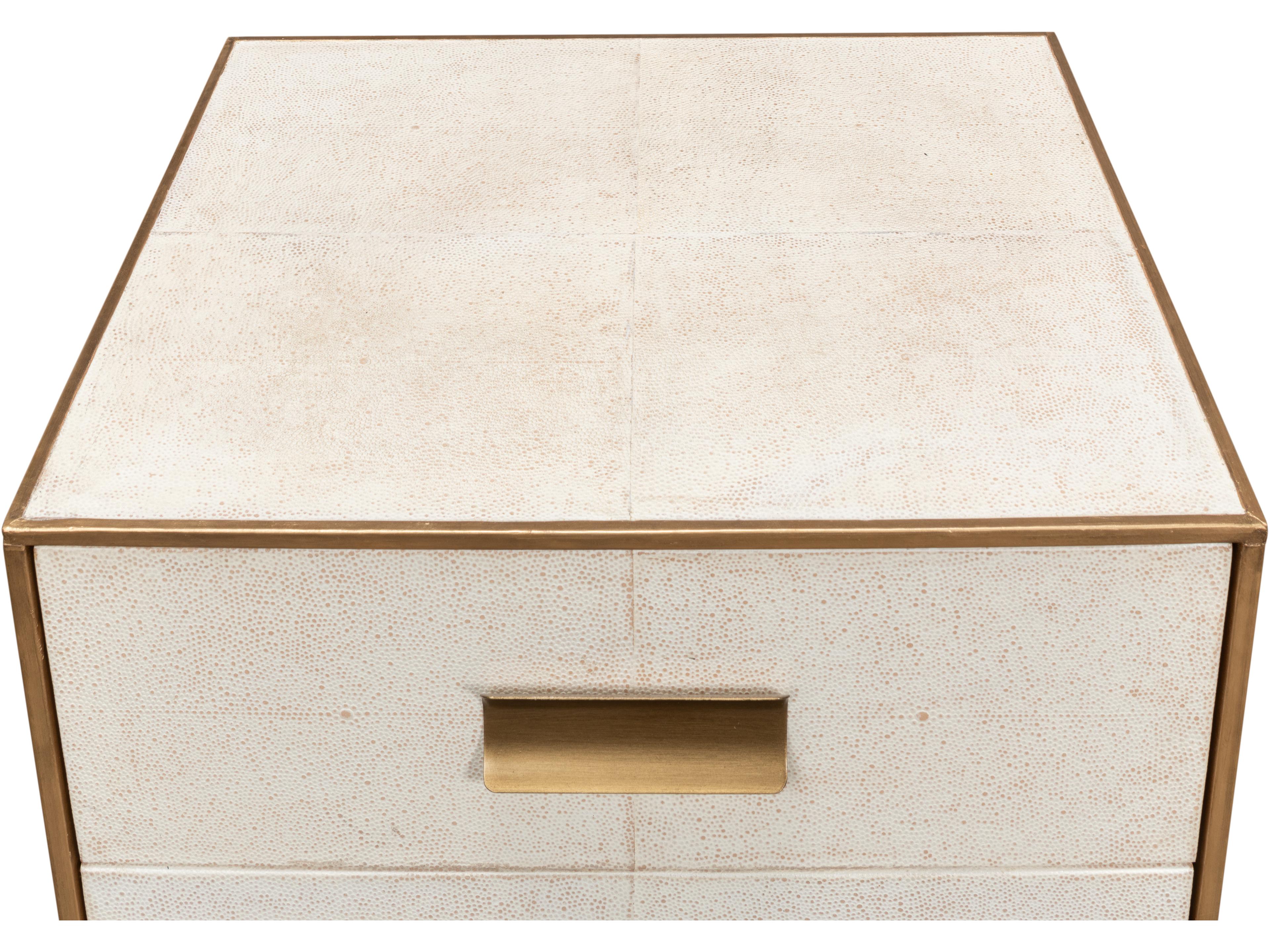 Sarreid Ltd Shagreen 3 Drawer Side Table Osprey White