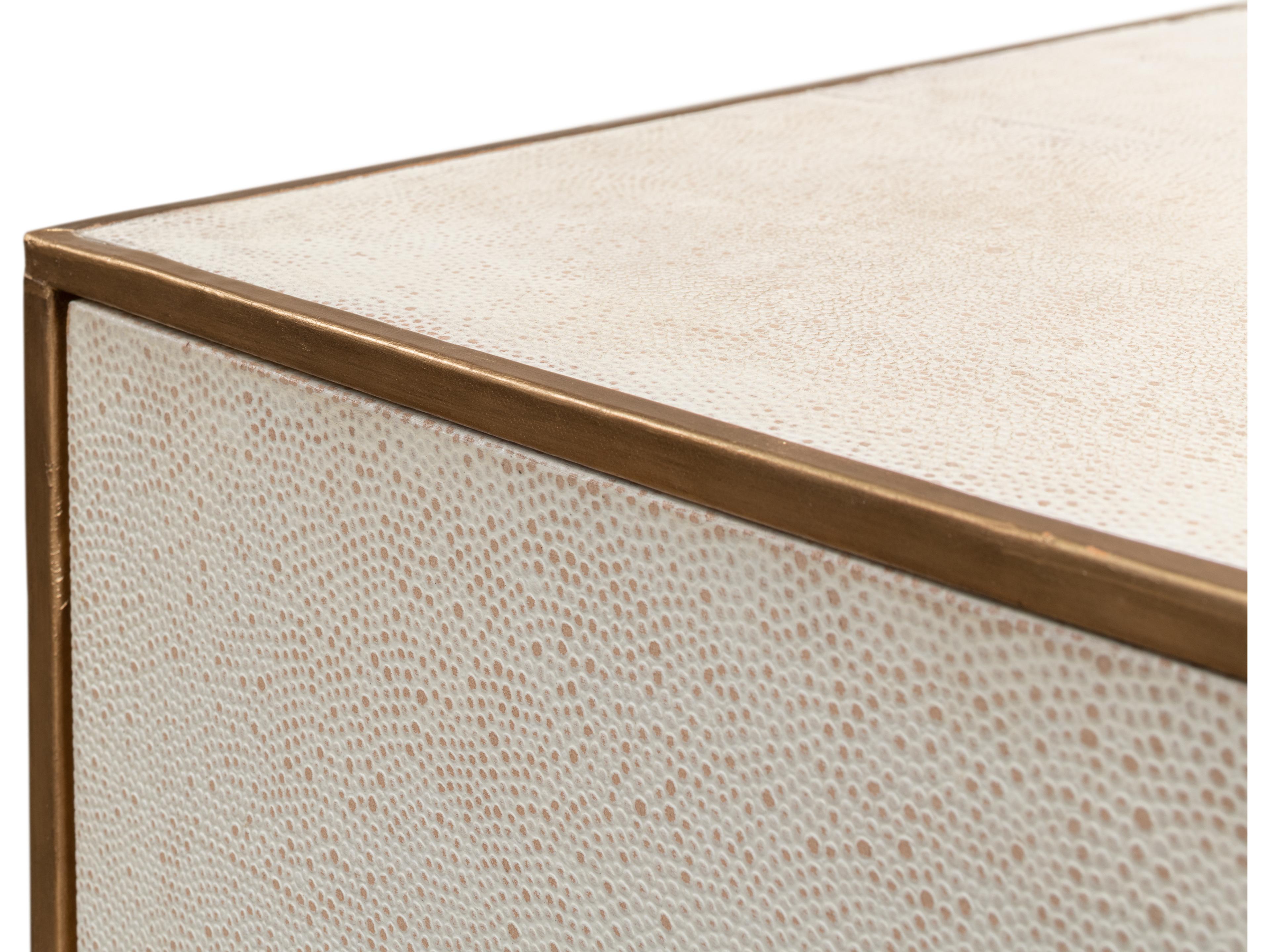 Sarreid Ltd Shagreen 3 Drawer Side Table Osprey White