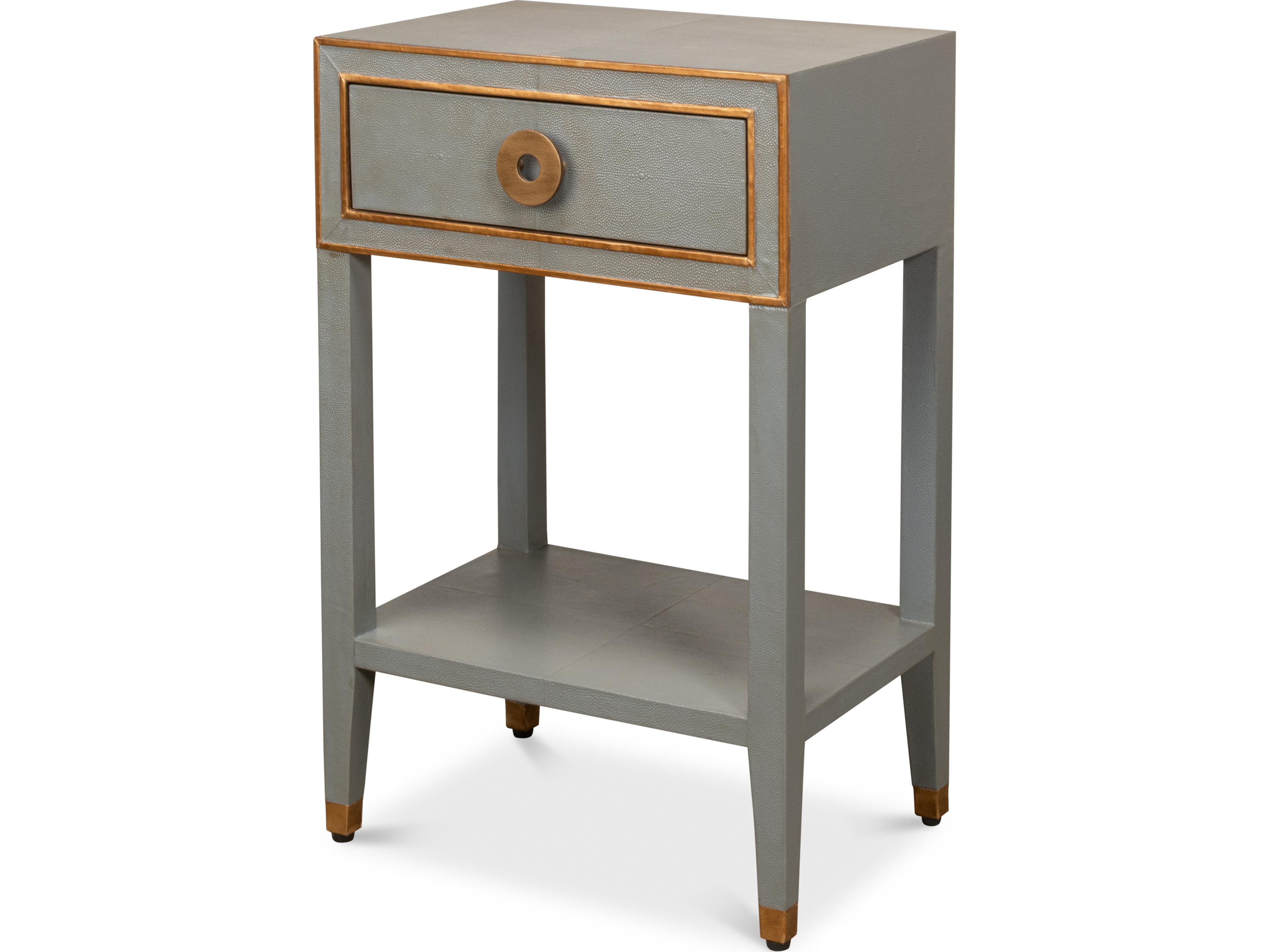 Gabriella Shagreen Nightstand Storm Grey