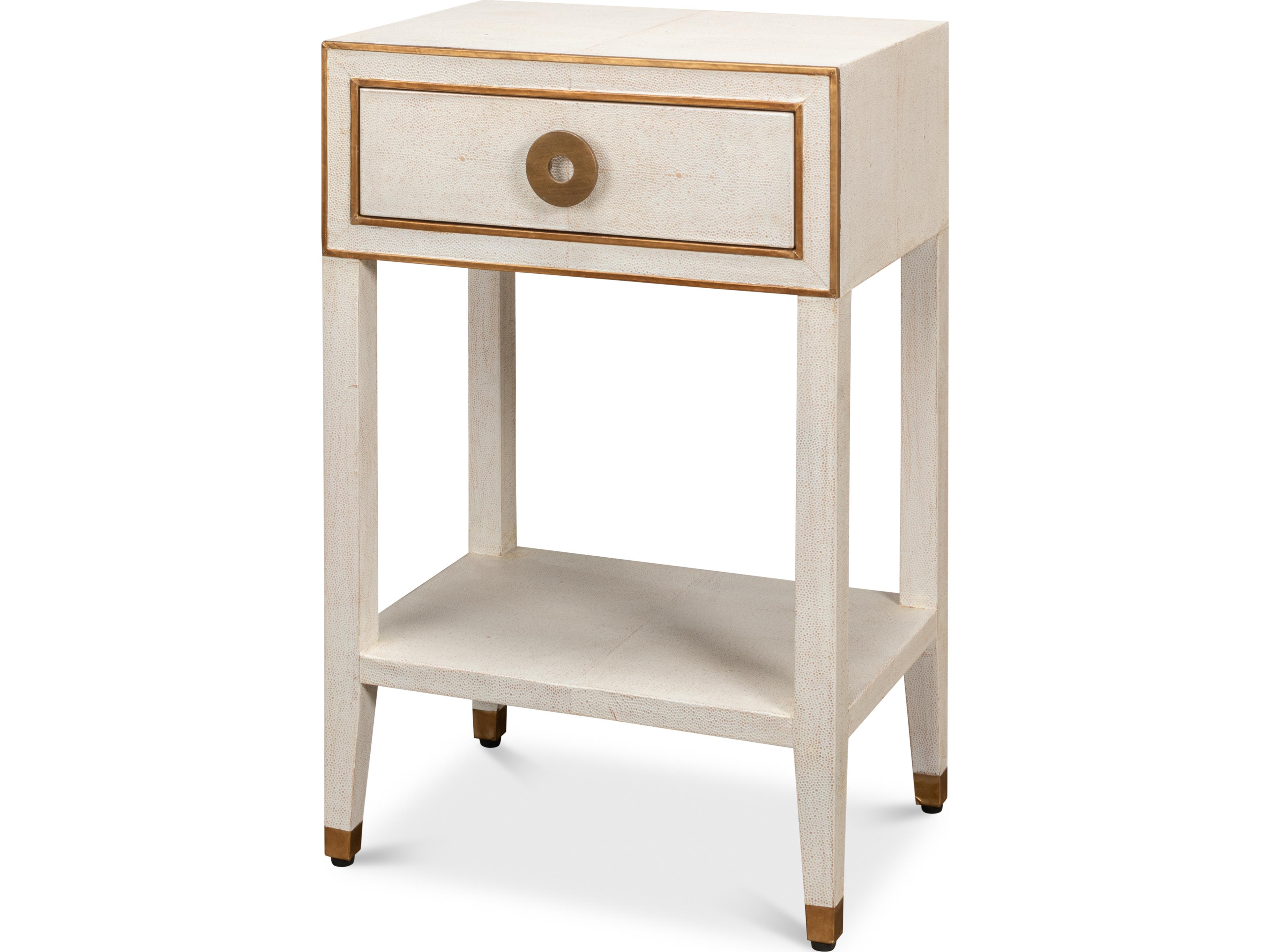 Gabriella Shagreen Nightstand Osprey White