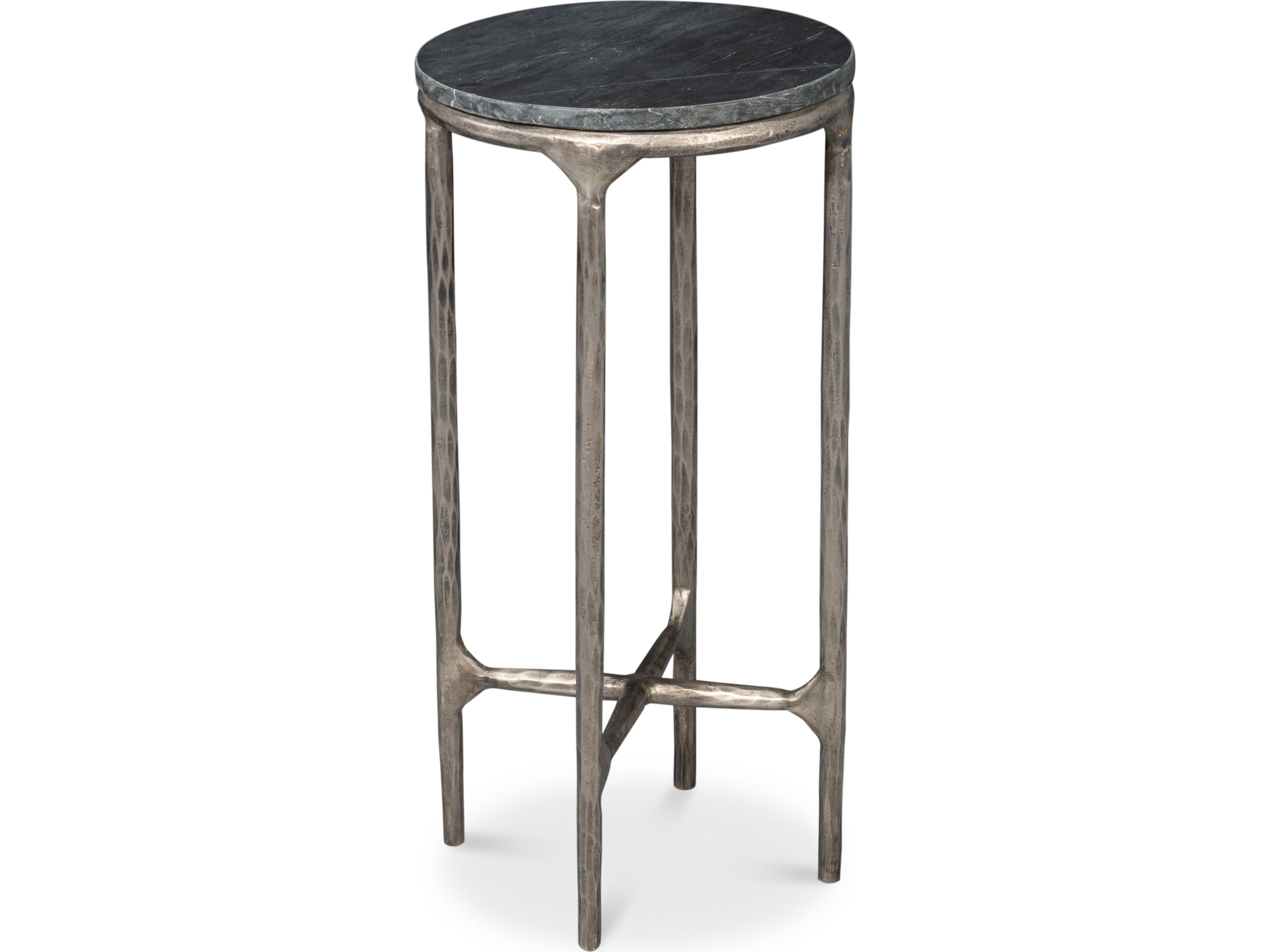 Derrick Iron End Table With Marble Top
