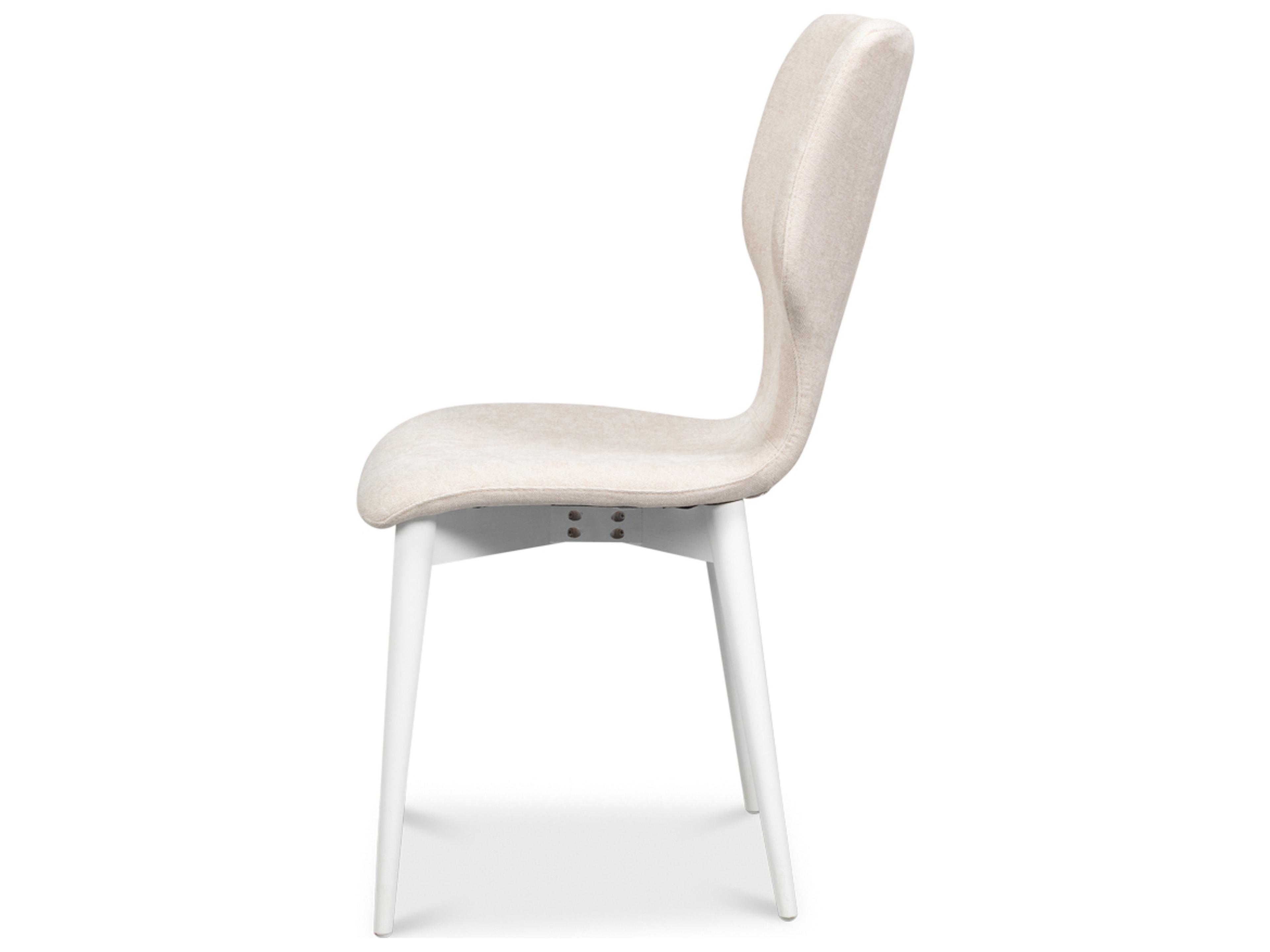 Sarreid Ltd Contour Beech Wood White Upholstered Armless Dining Chair