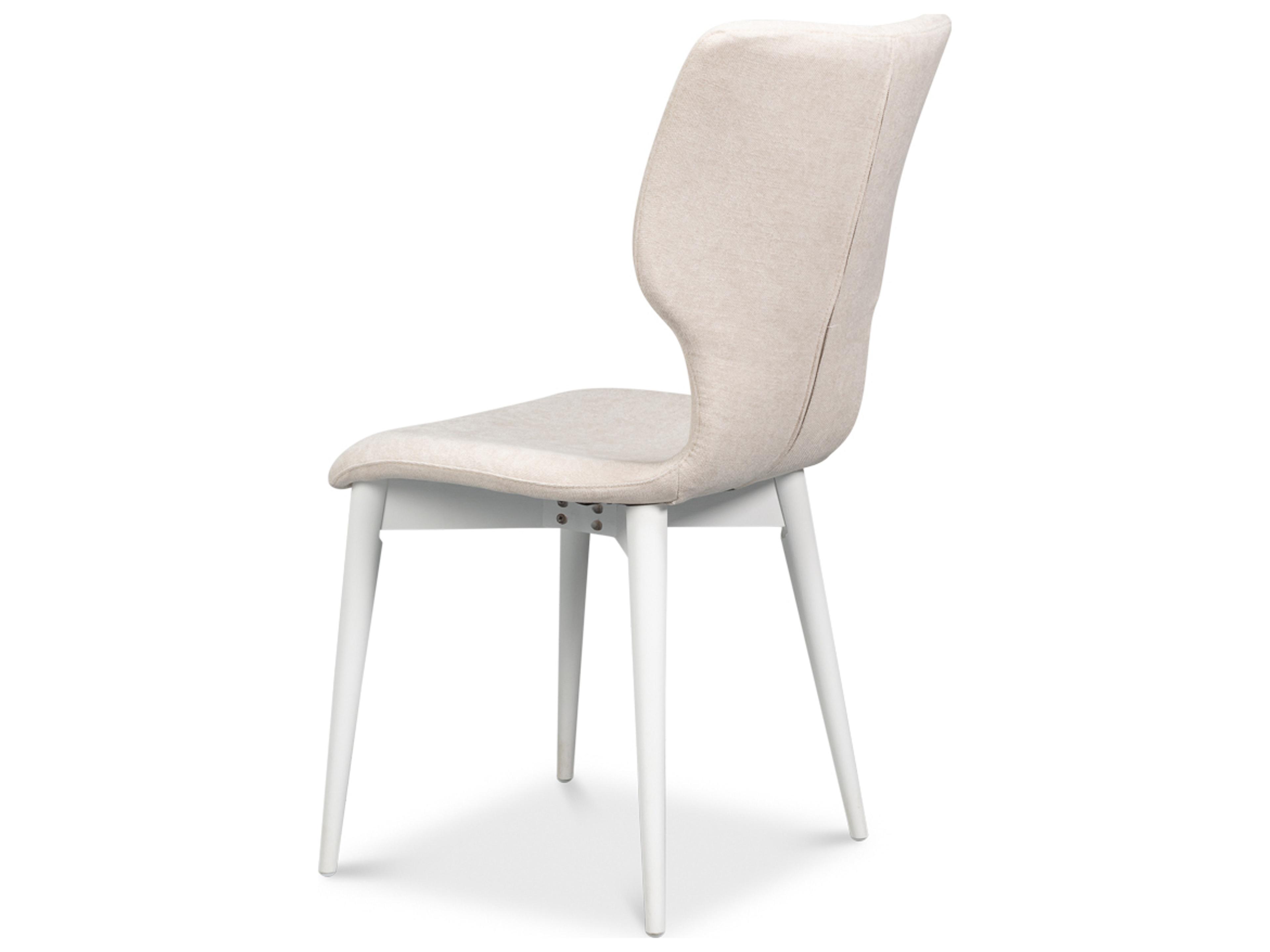 Sarreid Ltd Contour Beech Wood White Upholstered Armless Dining Chair