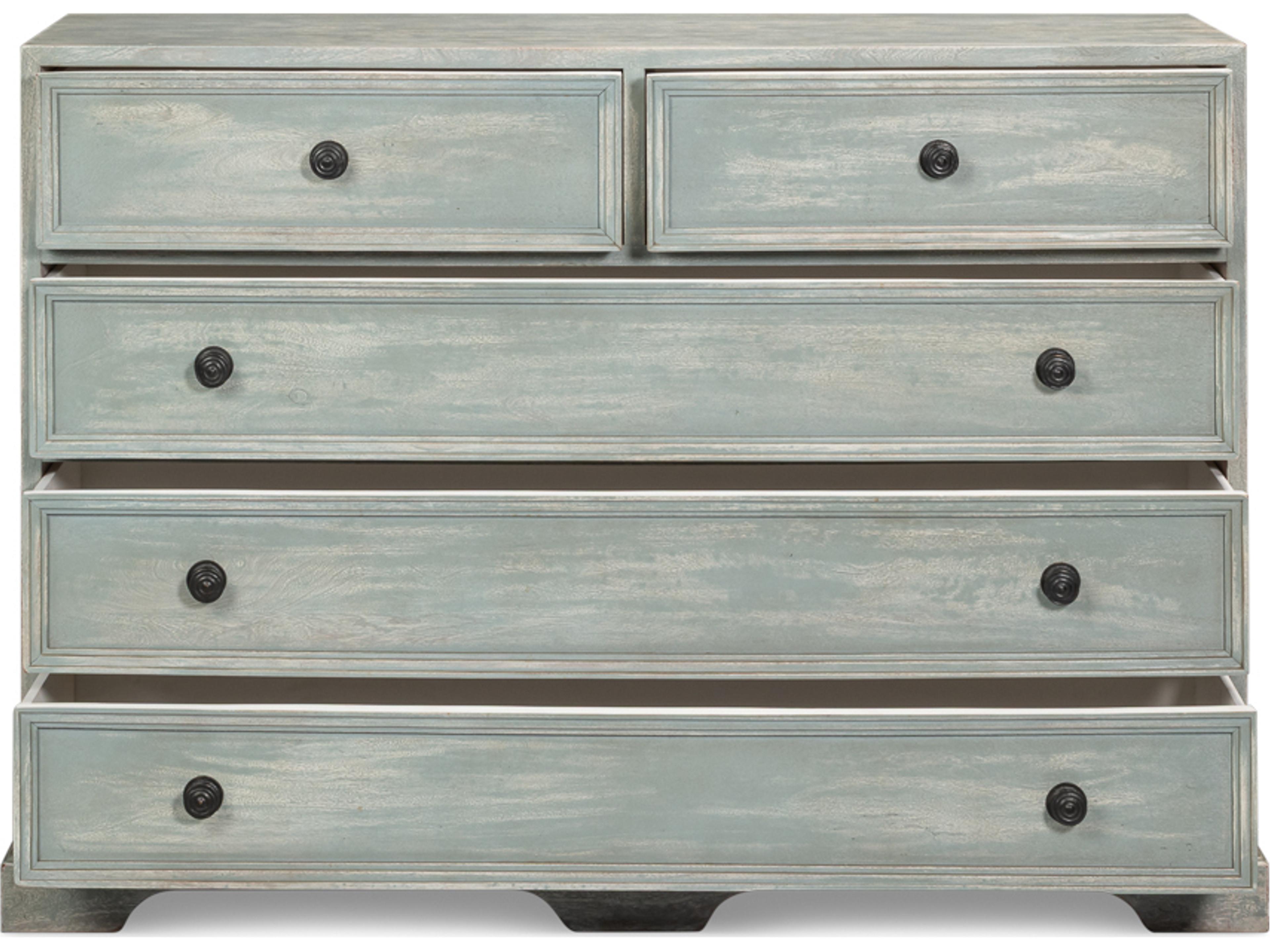 Frances 5-Drawers Blue Acacia Wood Dresser
