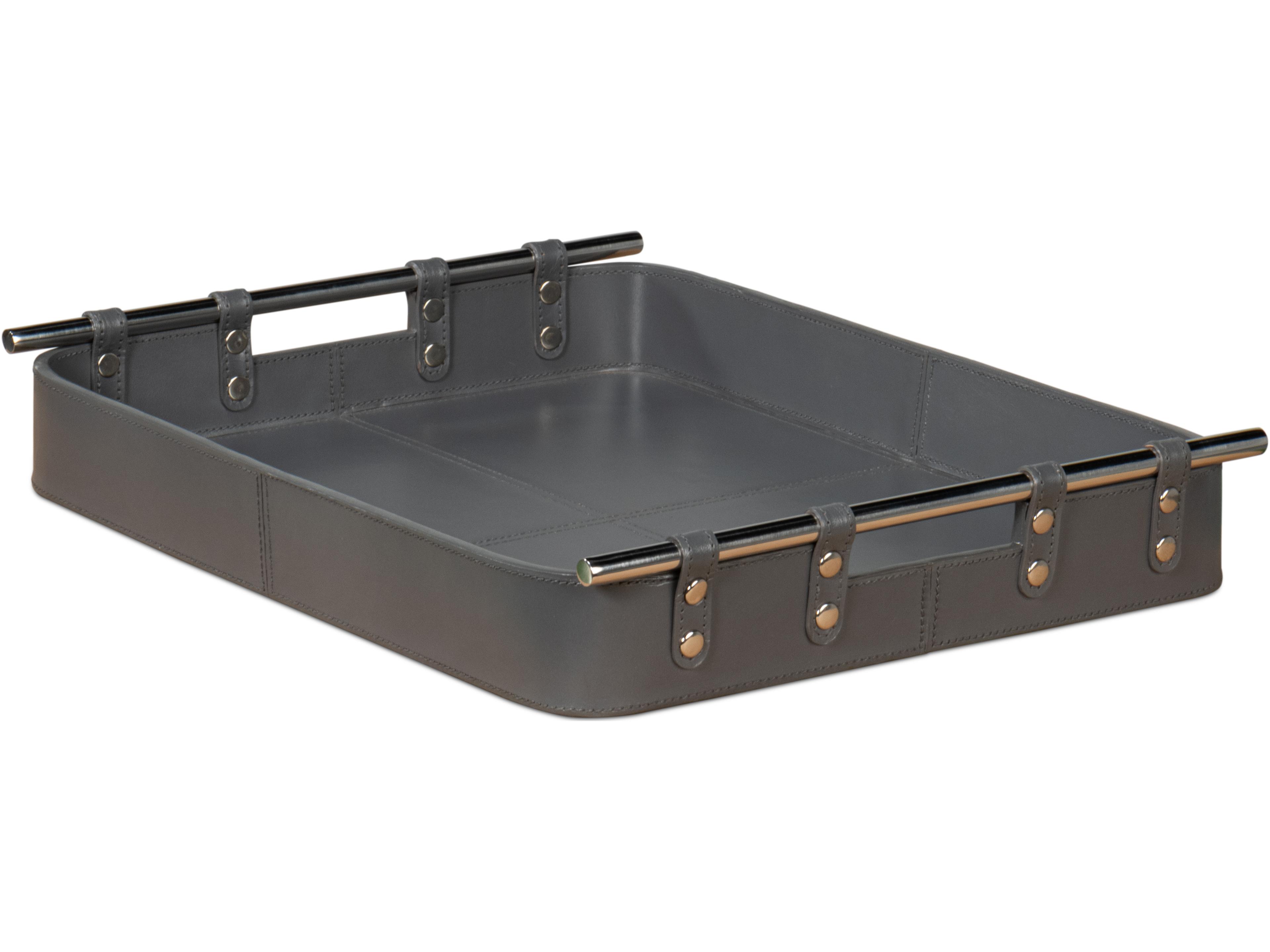 Sarreid Ltd Safari Leather Tray Quiet Shade