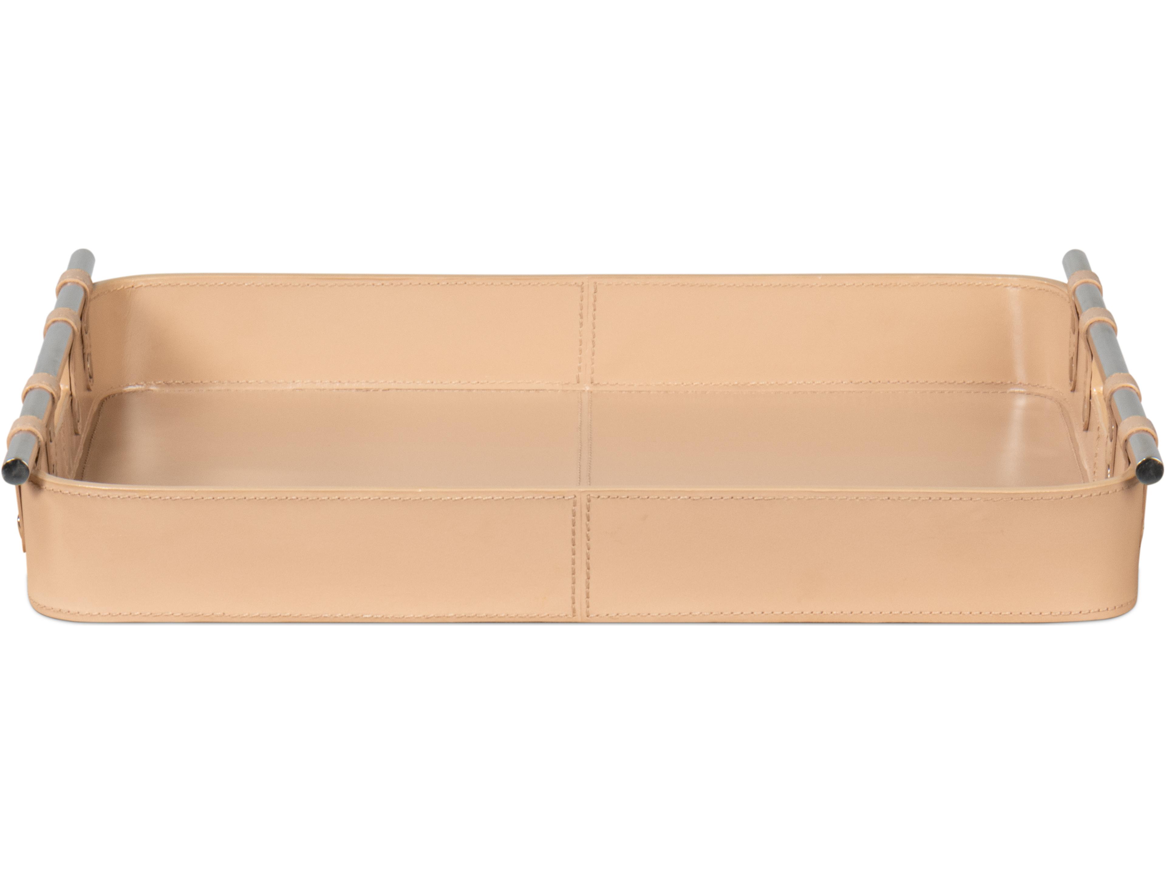 Sarreid Ltd Safari Leather Tray Mushroom