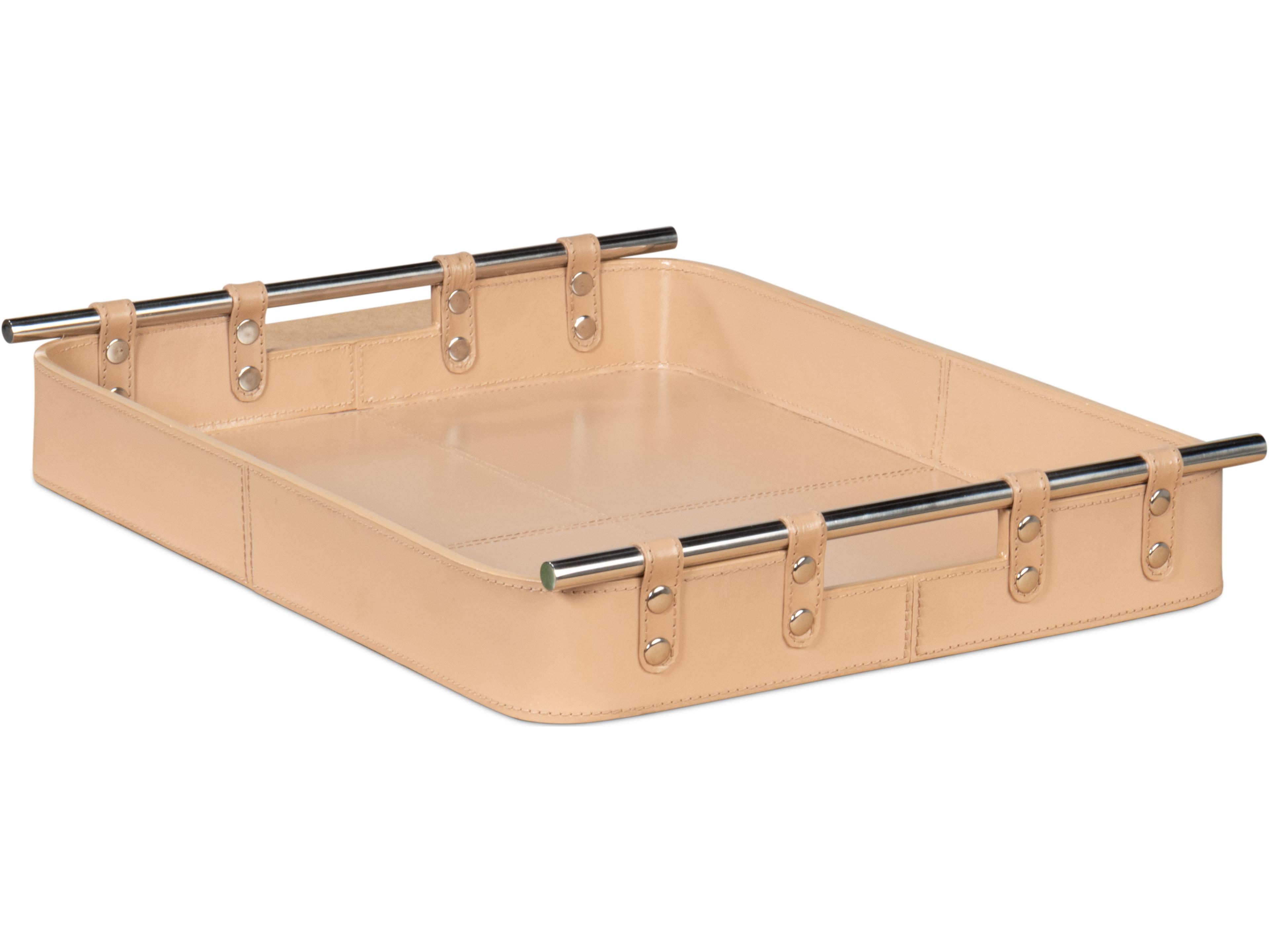 Sarreid Ltd Safari Leather Tray Mushroom