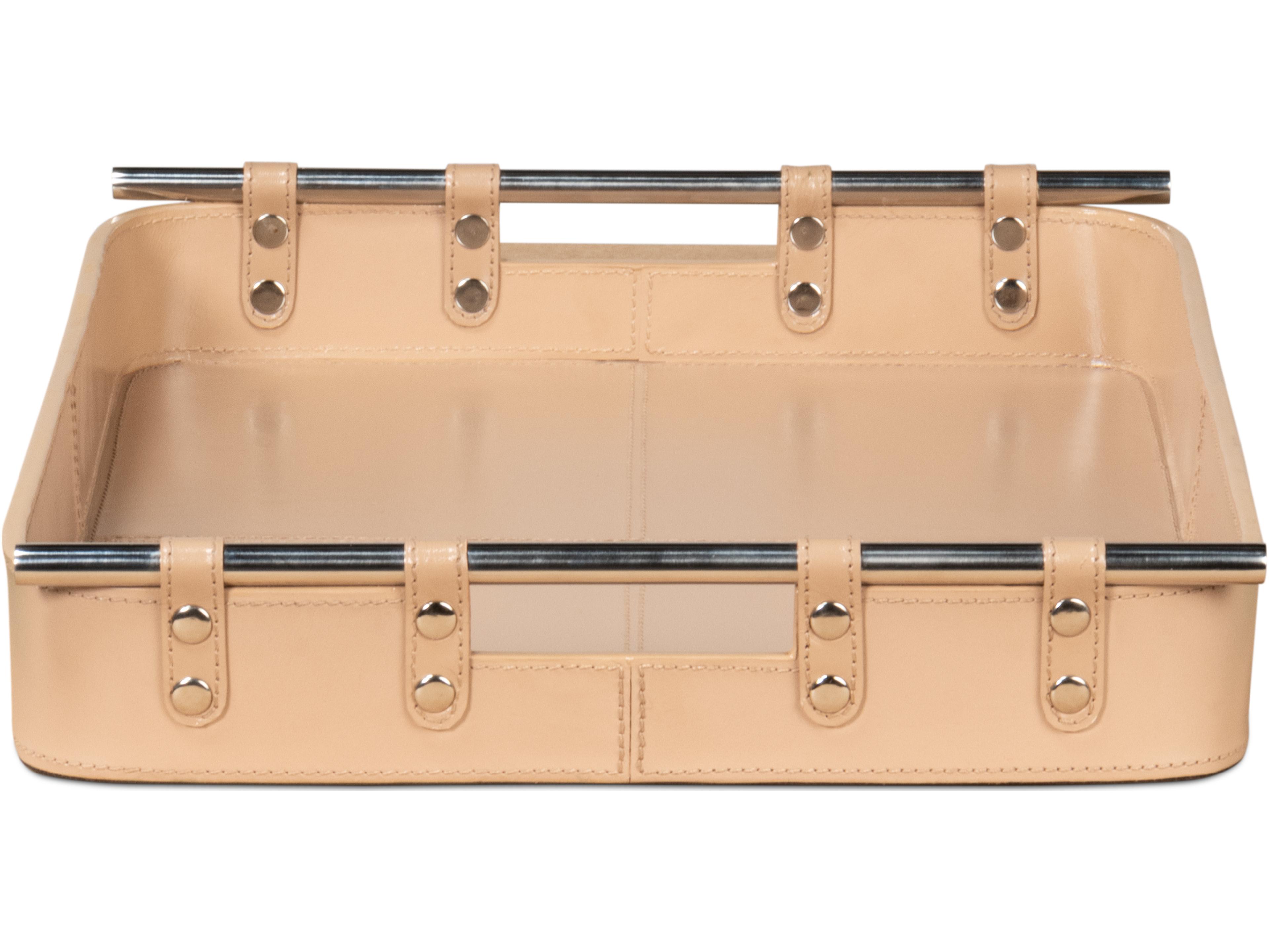 Sarreid Ltd Safari Leather Tray Mushroom