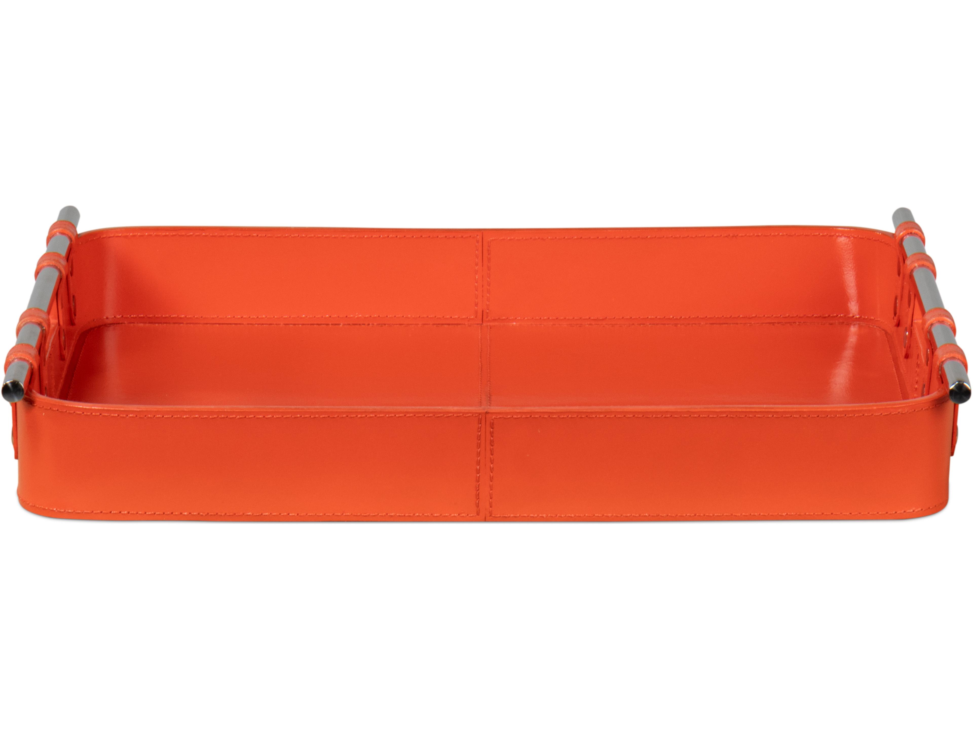 Sarreid Ltd Safari Leather Tray Orangeade