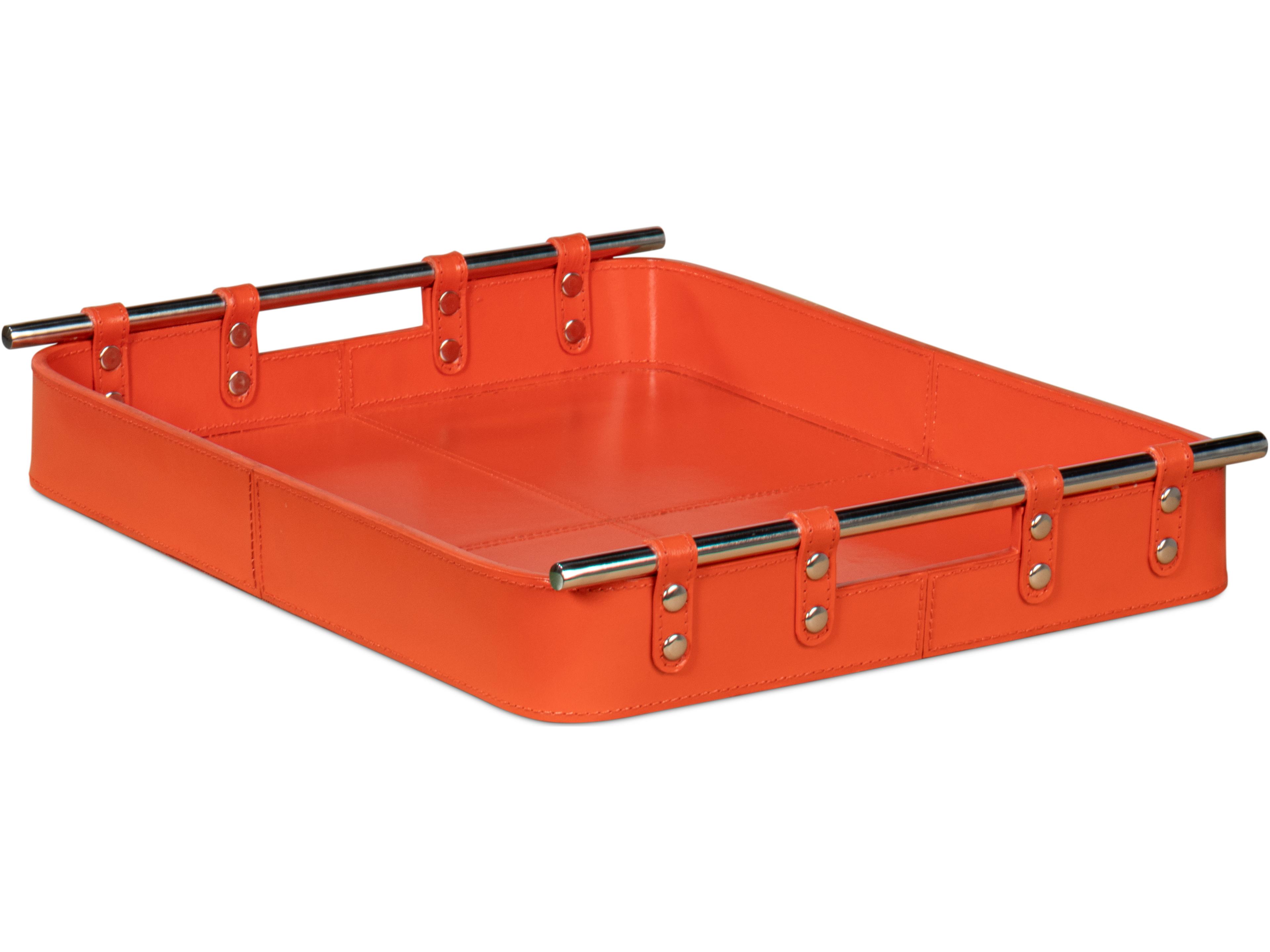 Sarreid Ltd Safari Leather Tray Orangeade