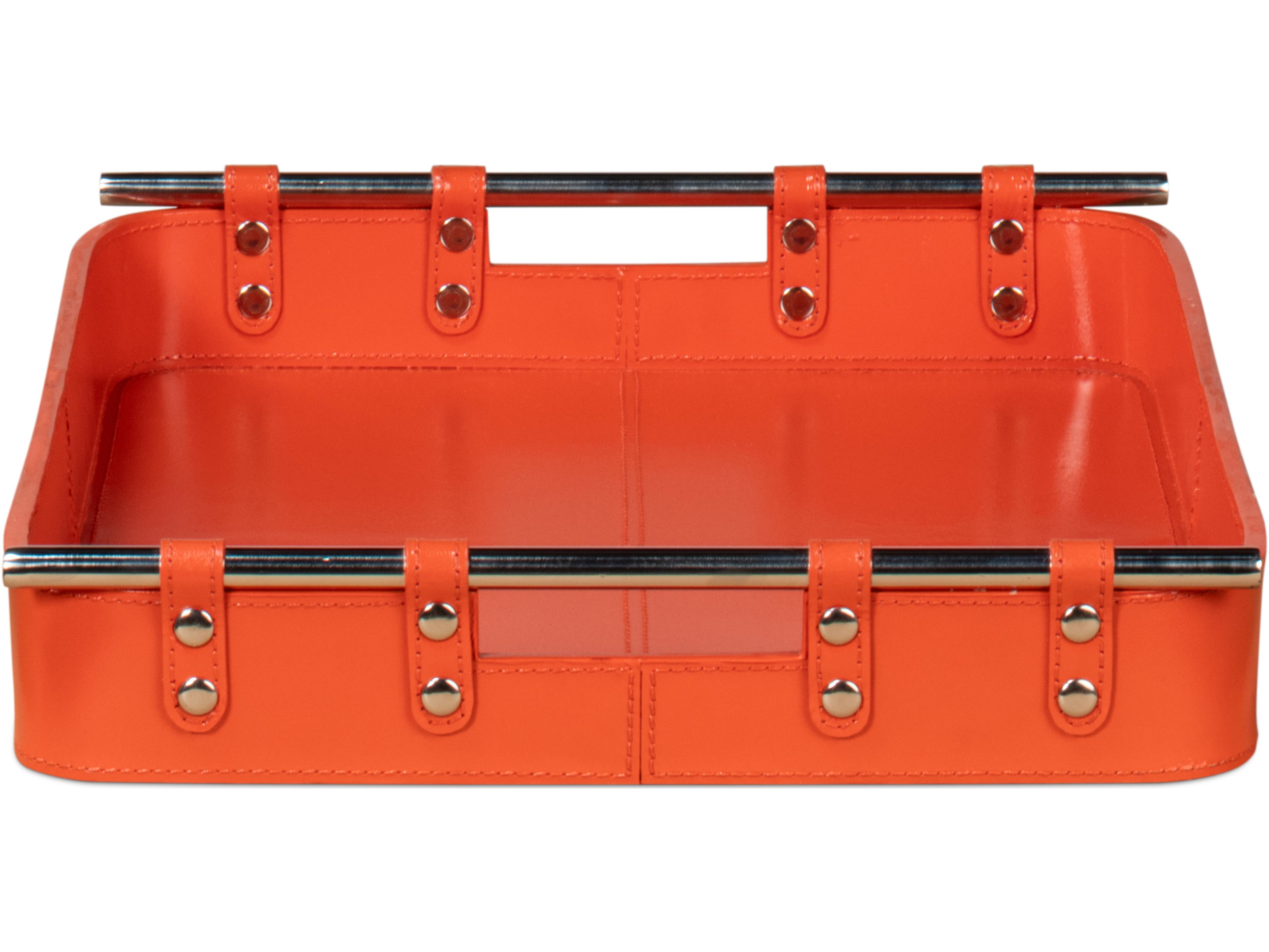 Sarreid Ltd Safari Leather Tray Orangeade