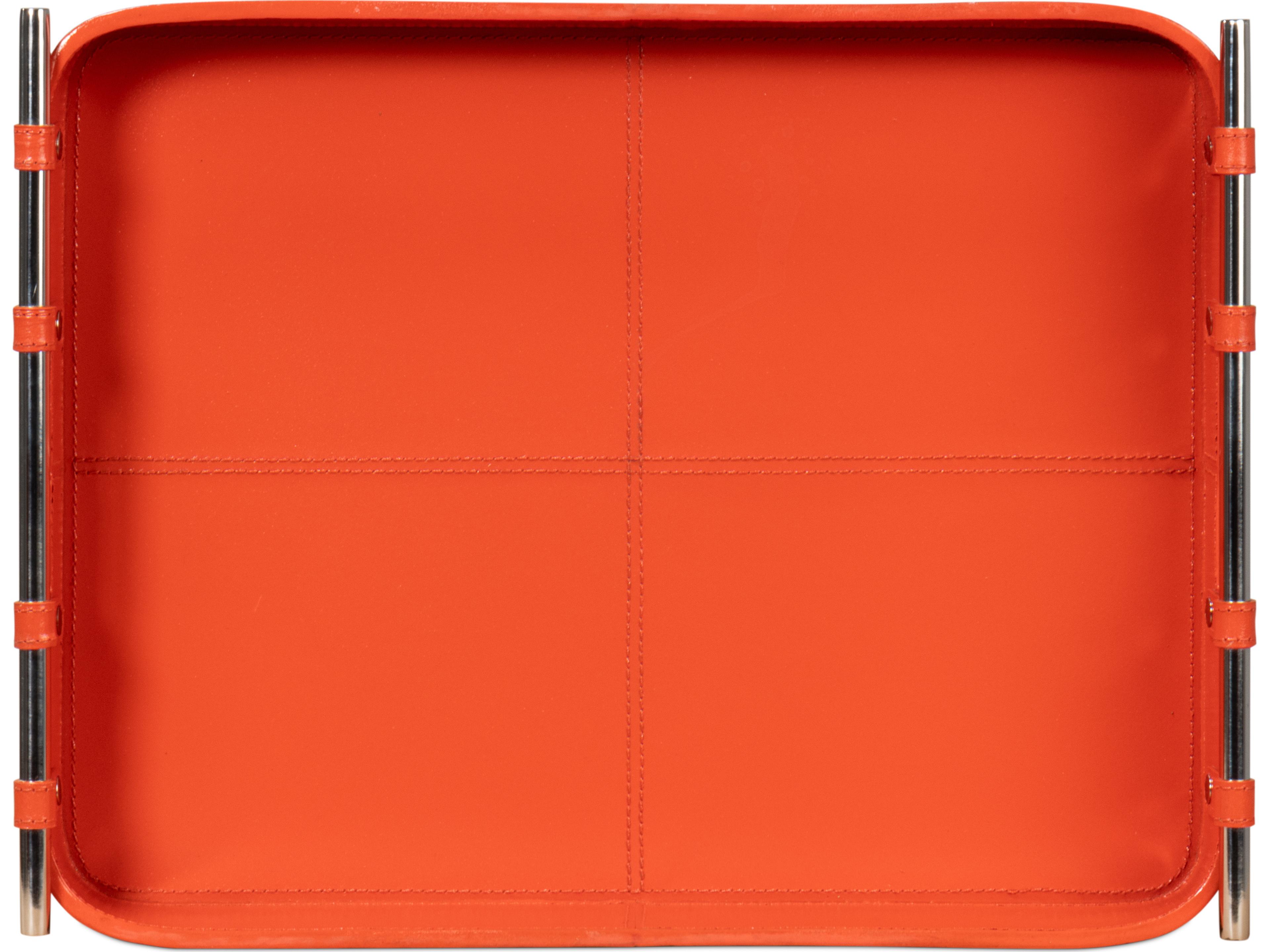 Sarreid Ltd Safari Leather Tray Orangeade