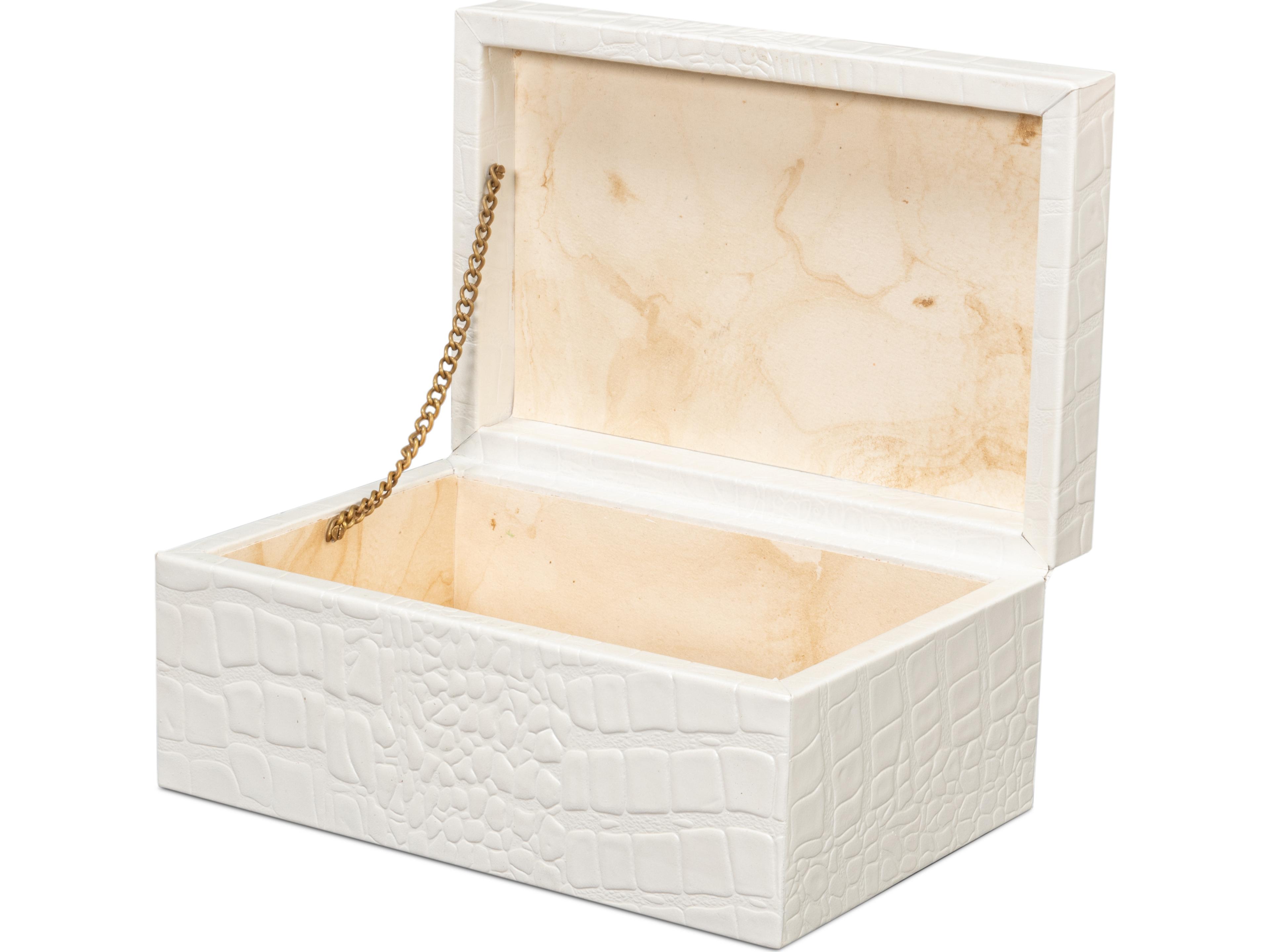 Sarreid Ltd Candece Leather Box Pearl 2