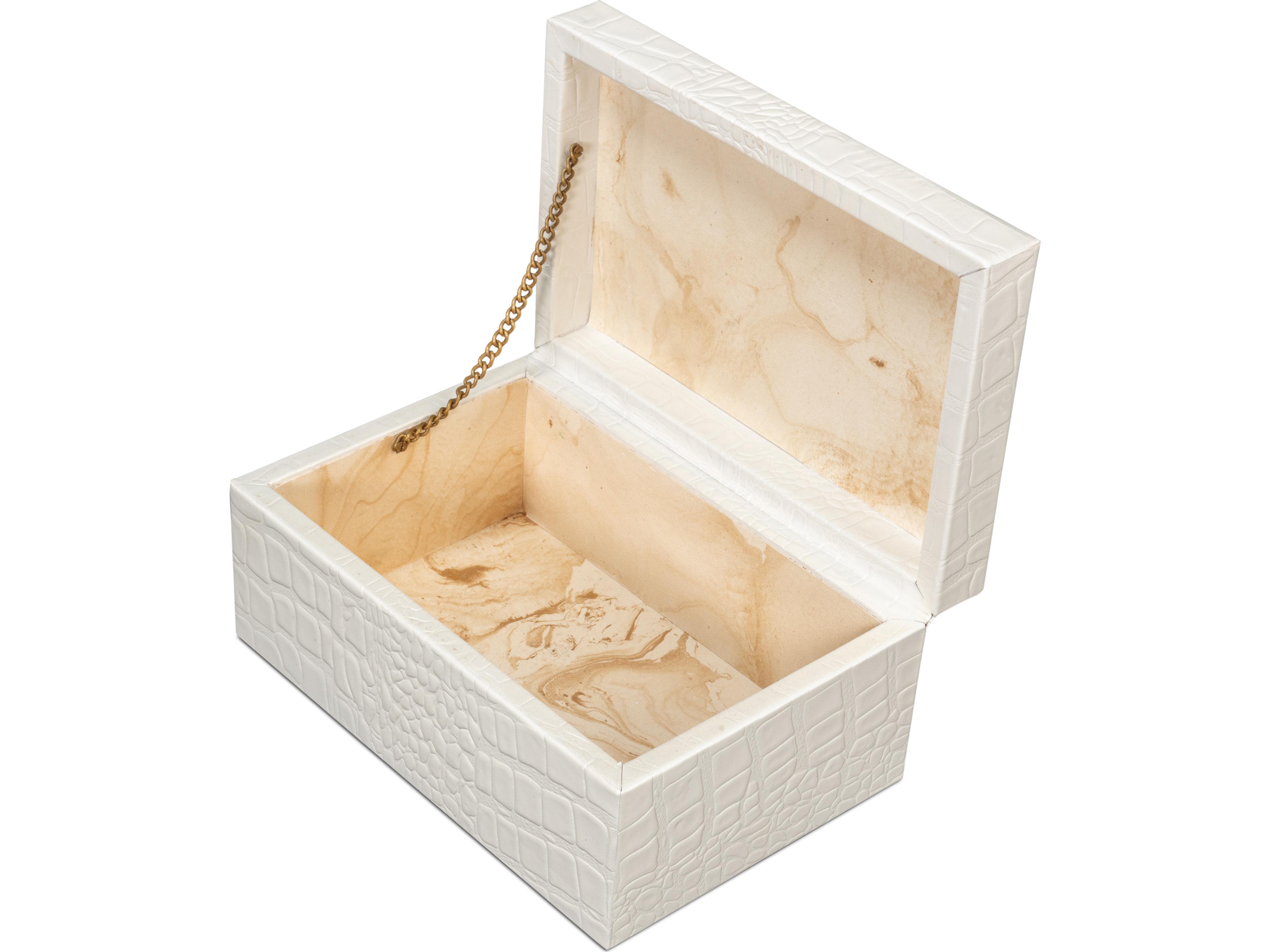 Sarreid Ltd Candece Leather Box Pearl 2