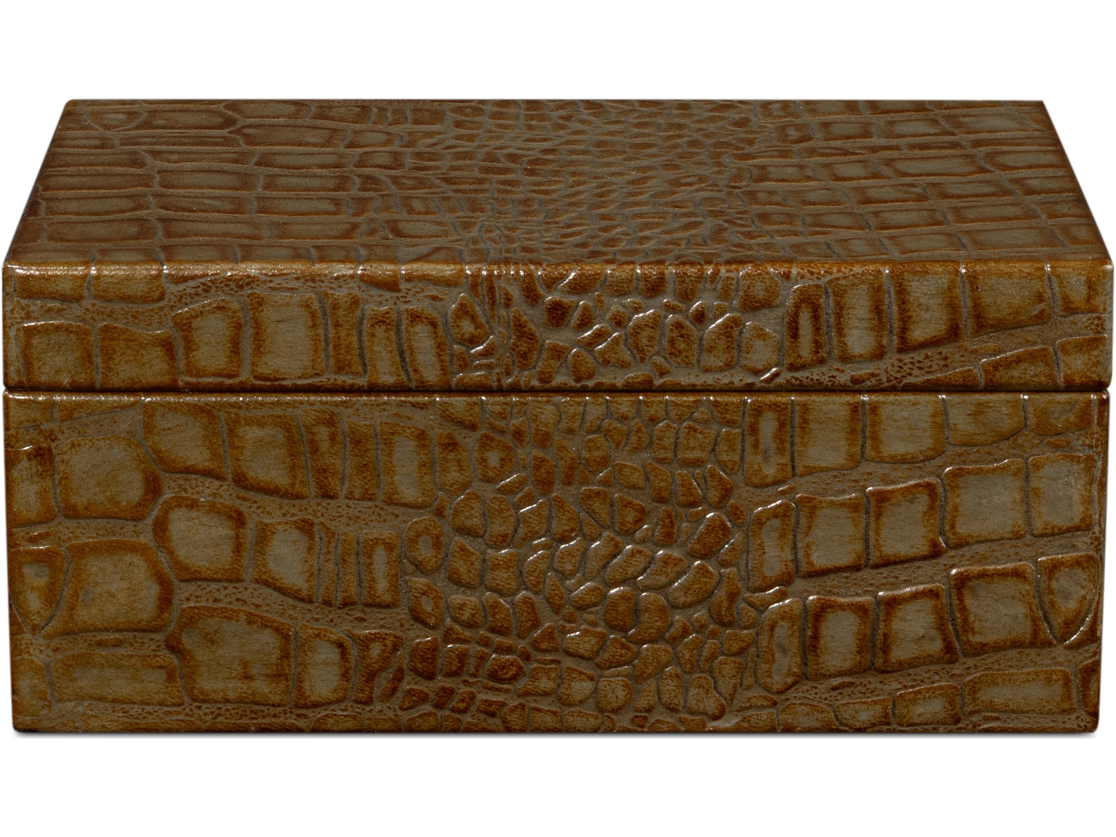 Sarreid Ltd Candece Leather Box Antique Green 2