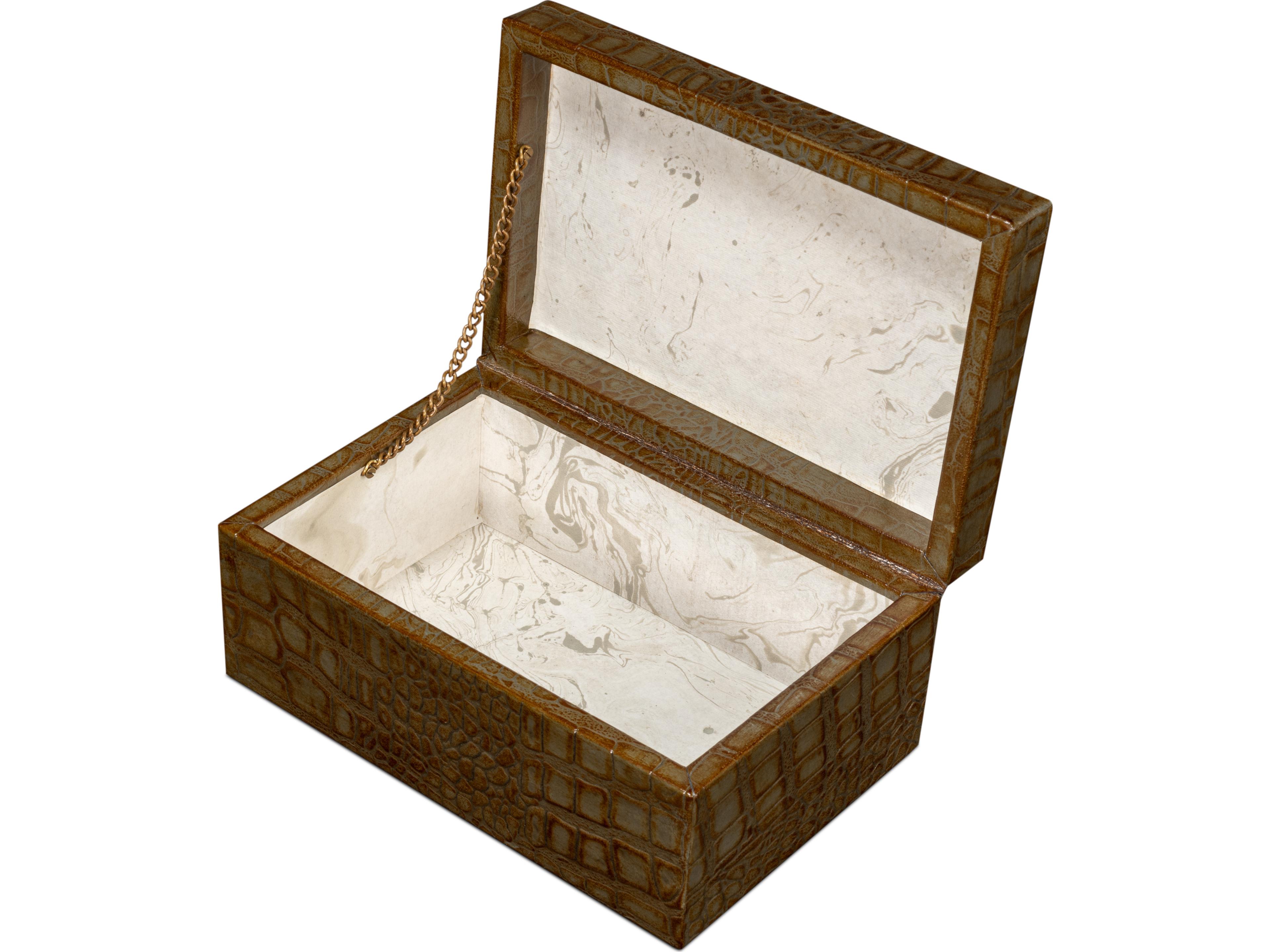 Sarreid Ltd Candece Leather Box Antique Green 2