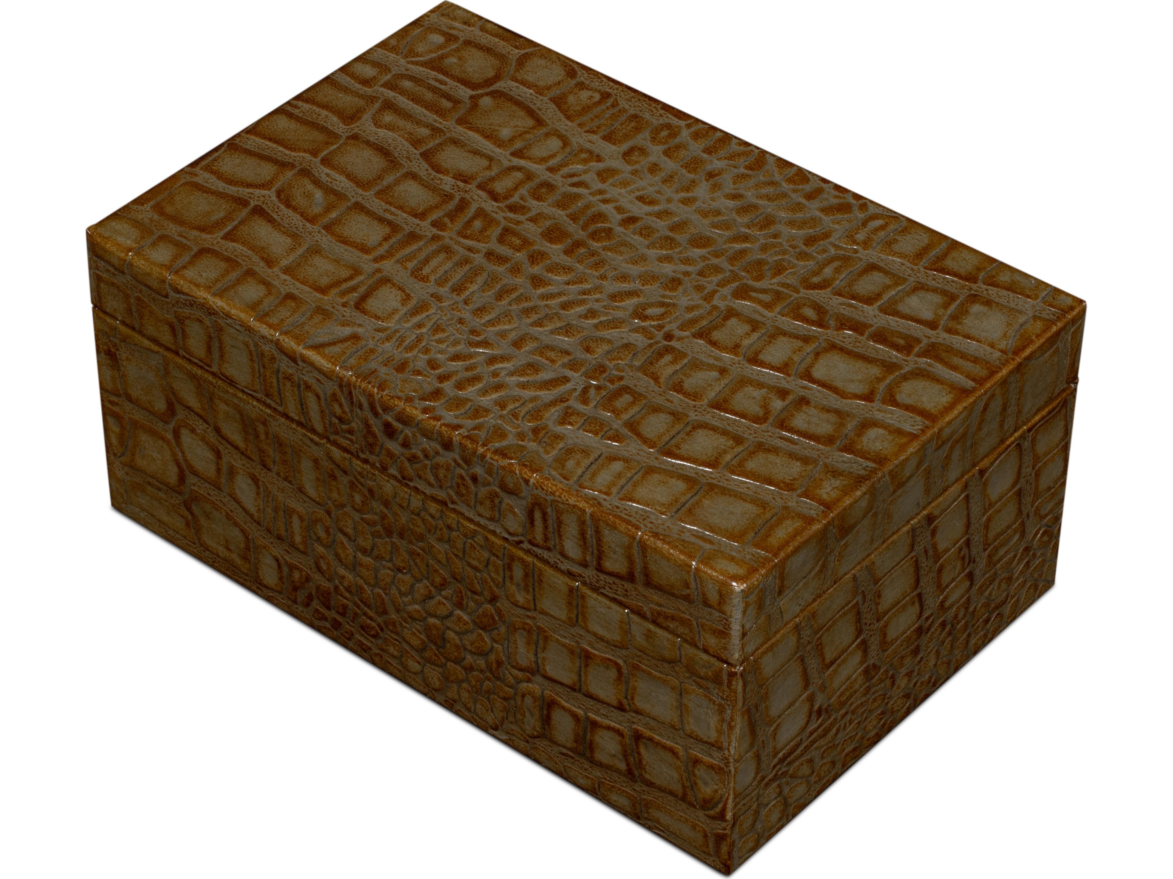 Sarreid Ltd Candece Leather Box Antique Green 2