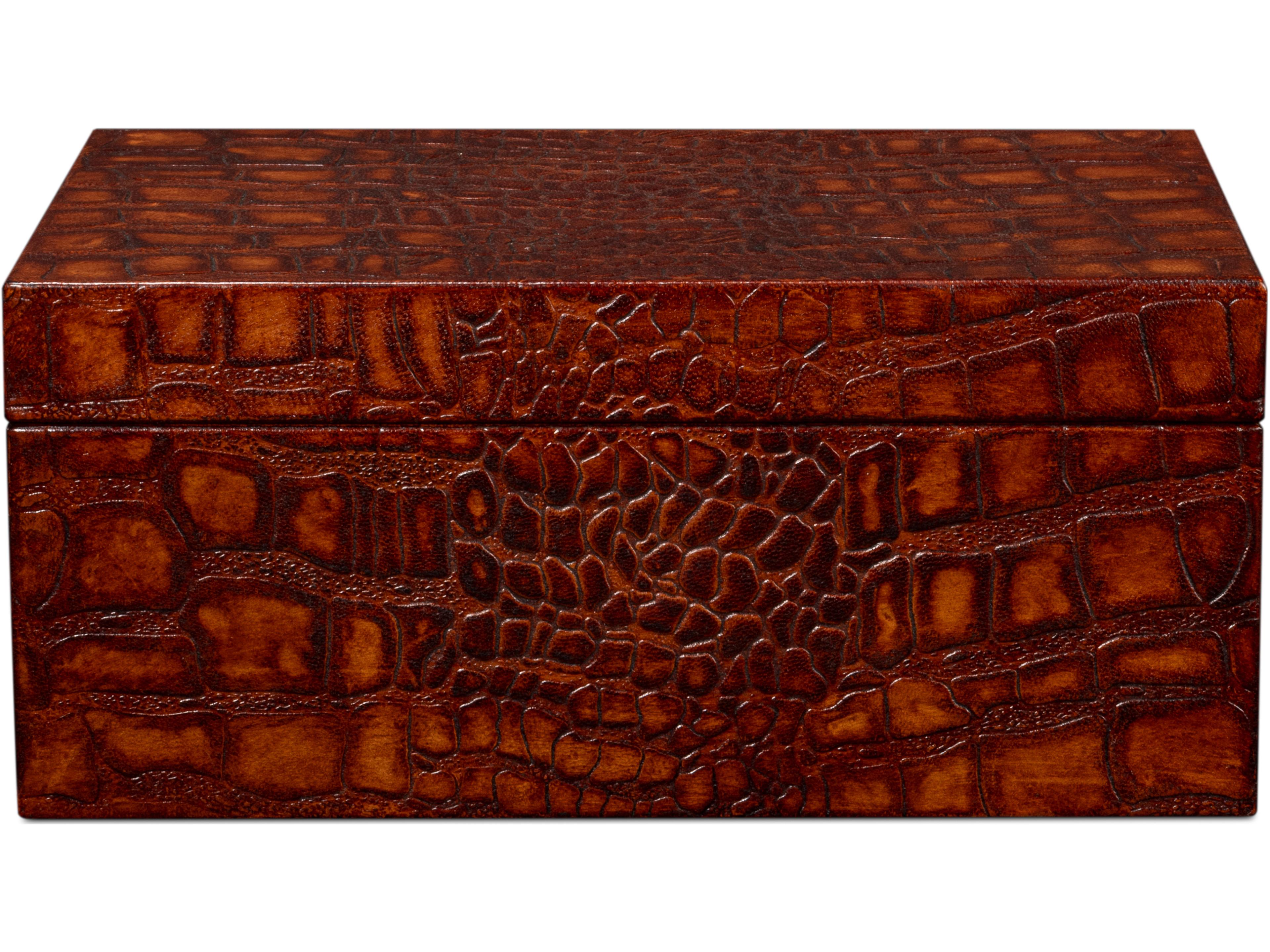 Sarreid Ltd Candece Leather Box Tan 2