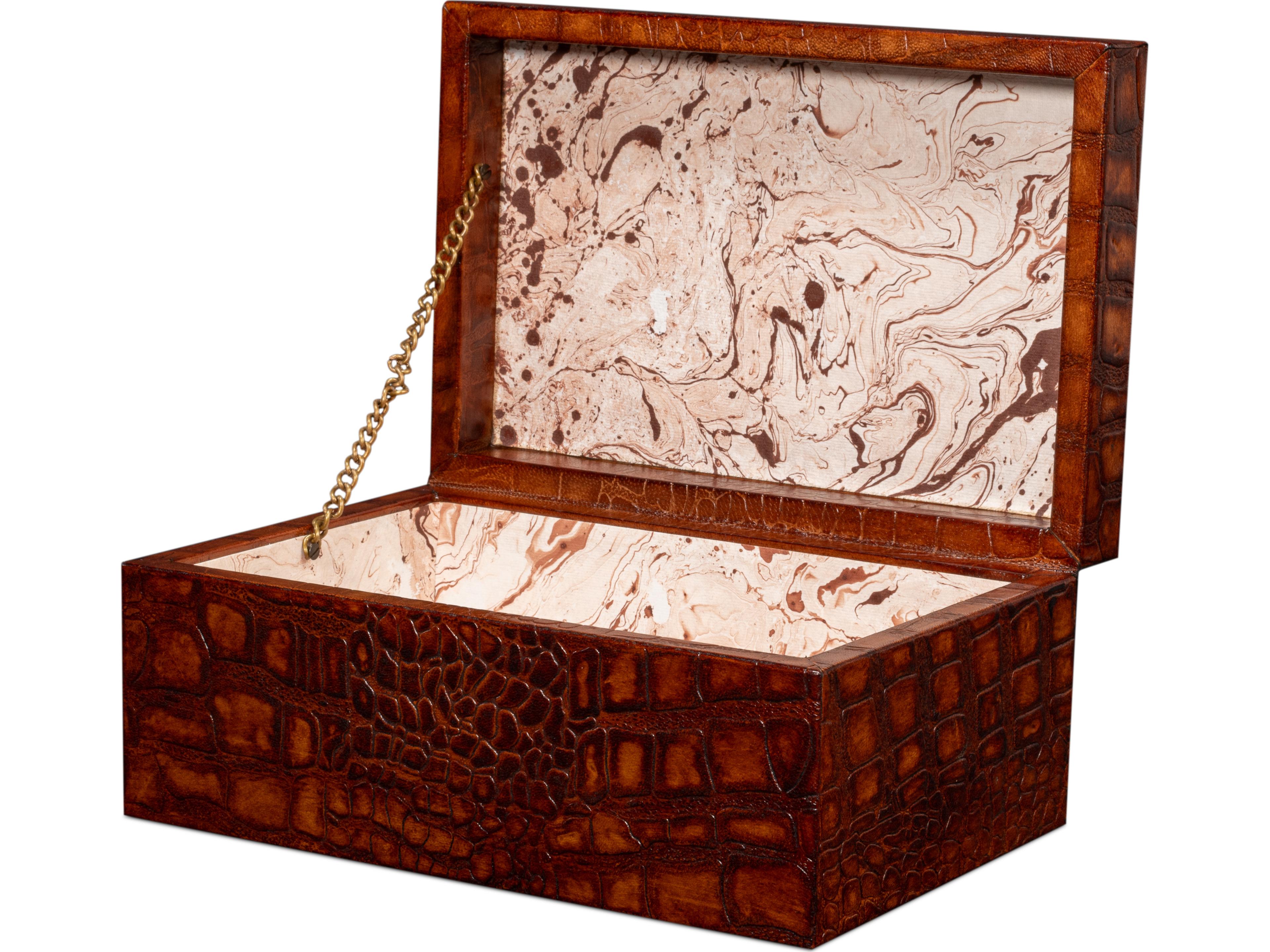 Sarreid Ltd Candece Leather Box Tan 2