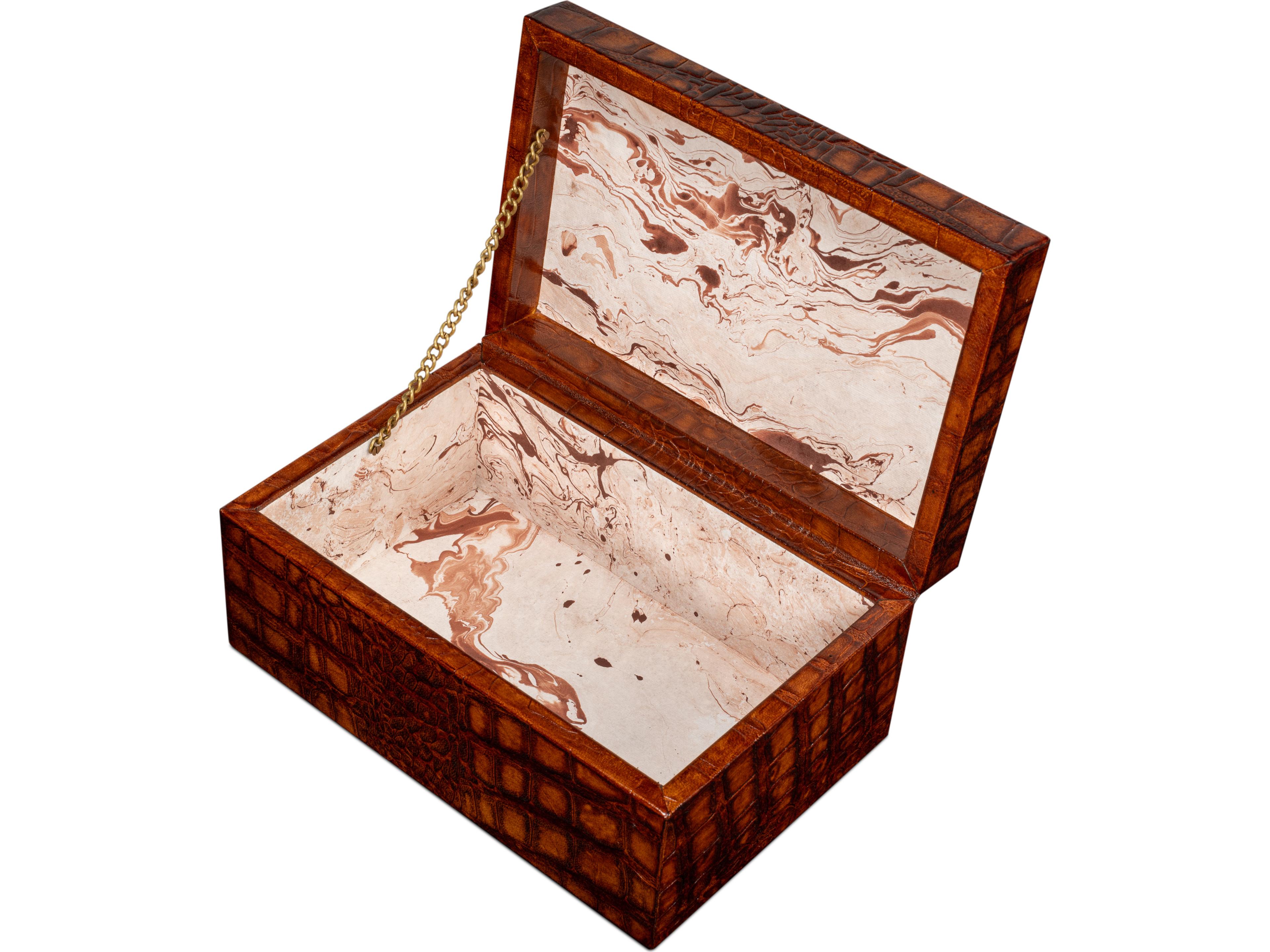 Sarreid Ltd Candece Leather Box Tan 2