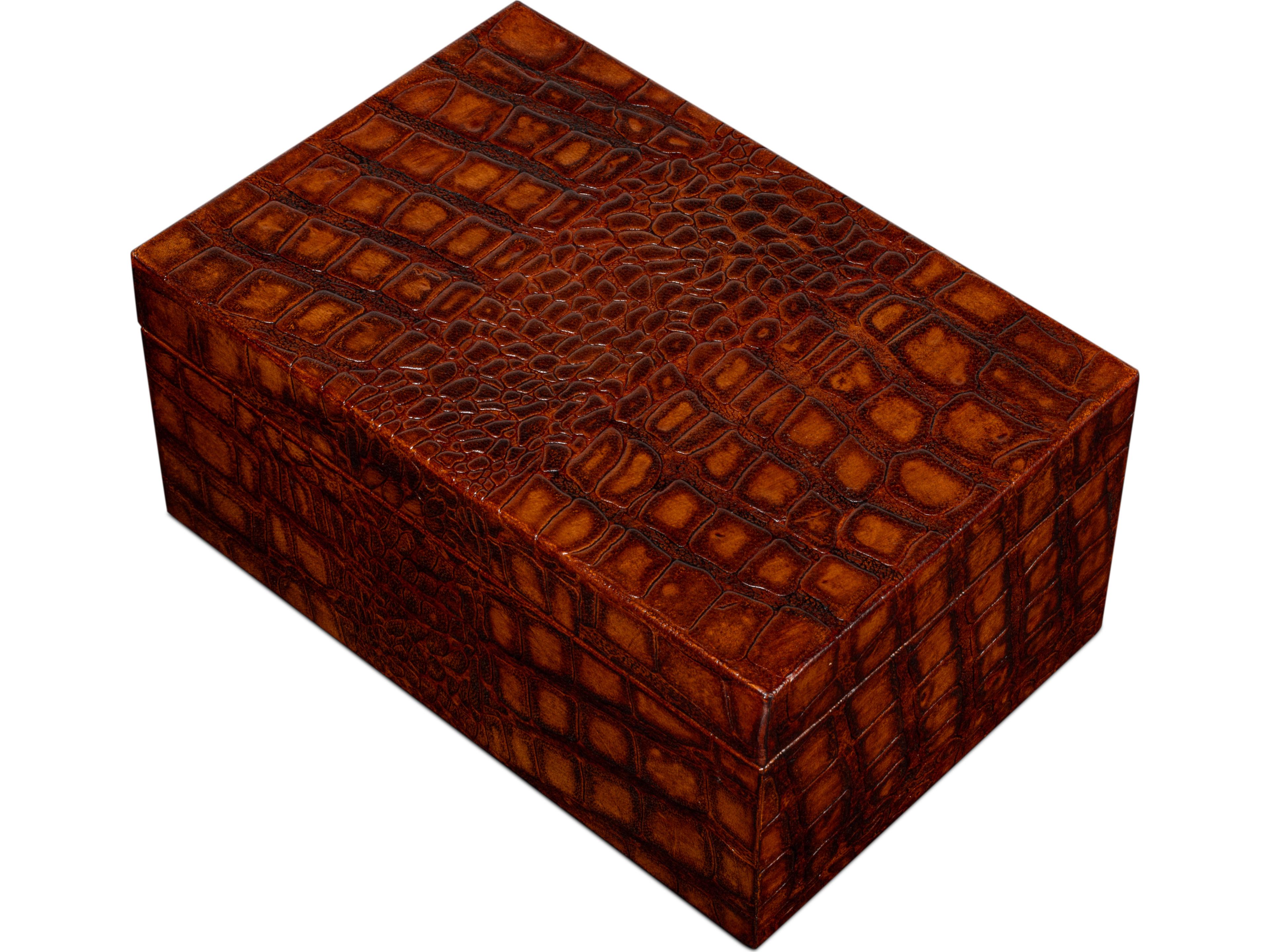 Sarreid Ltd Candece Leather Box Tan 2