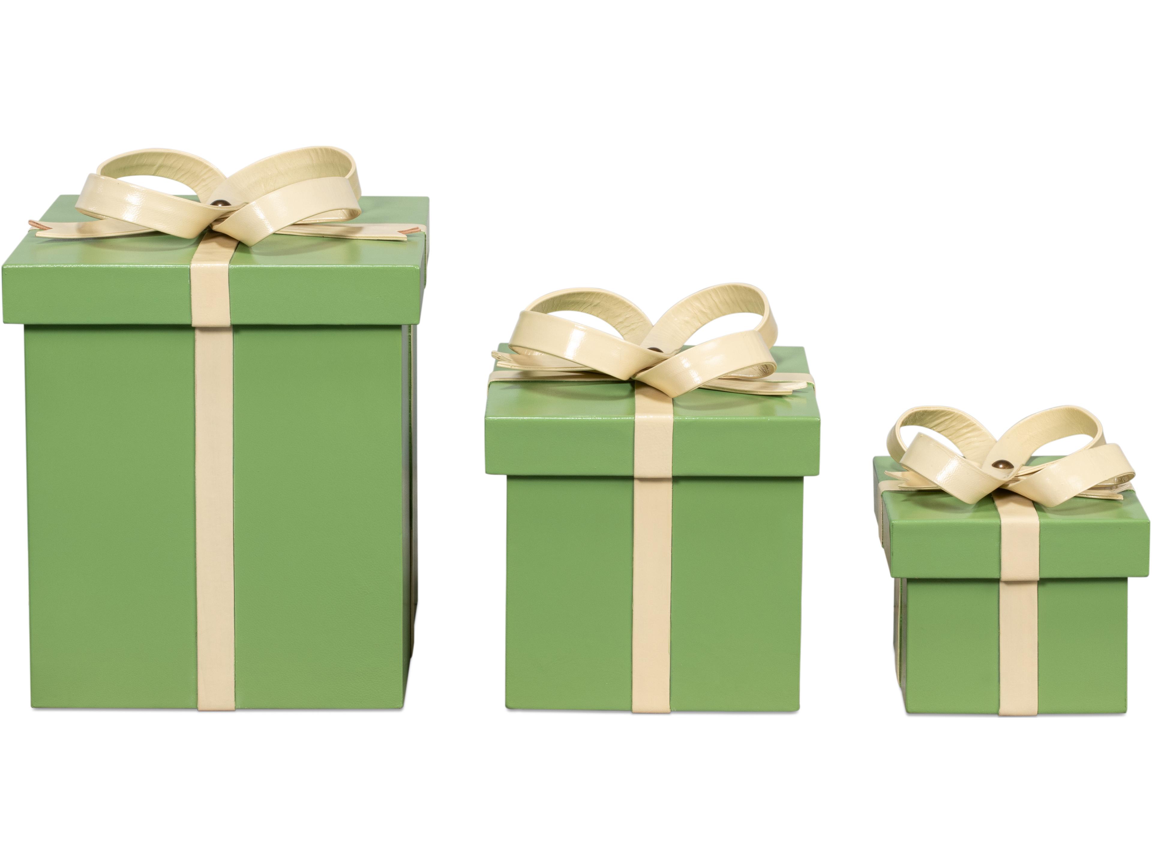 Sarreid Ltd Ferrell Leather Holiday Boxes 3 Green