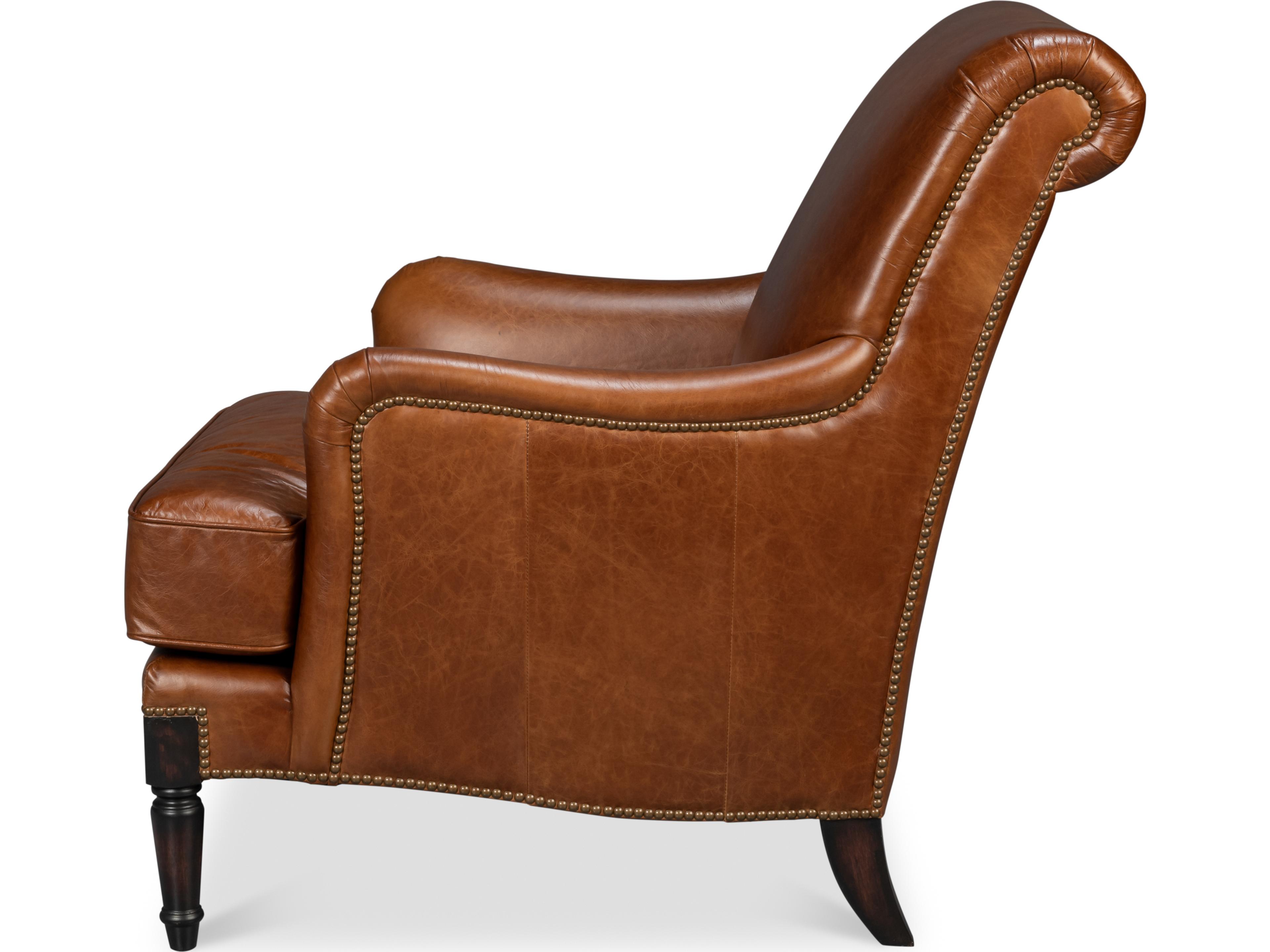 Sarreid Ltd Gaston Distilled Leather Chair Brown