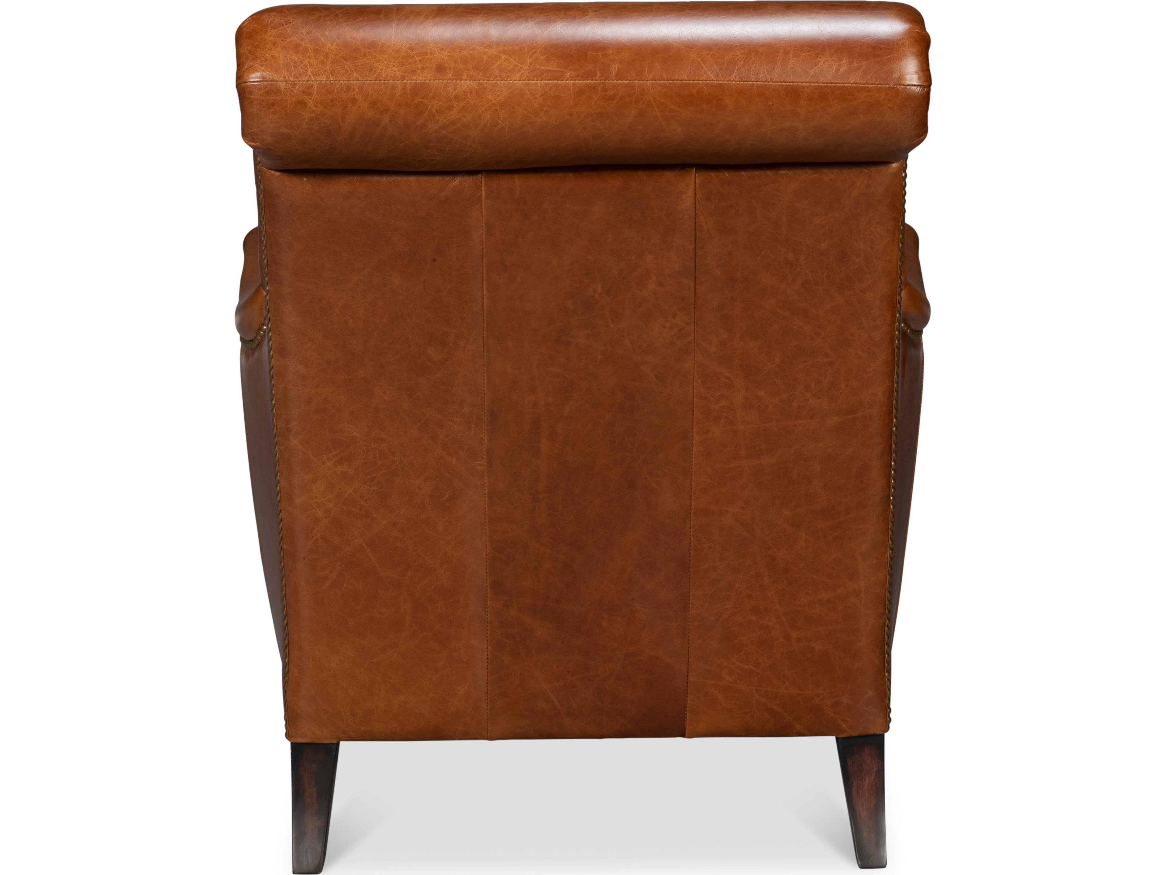 Sarreid Ltd Gaston Distilled Leather Chair Brown