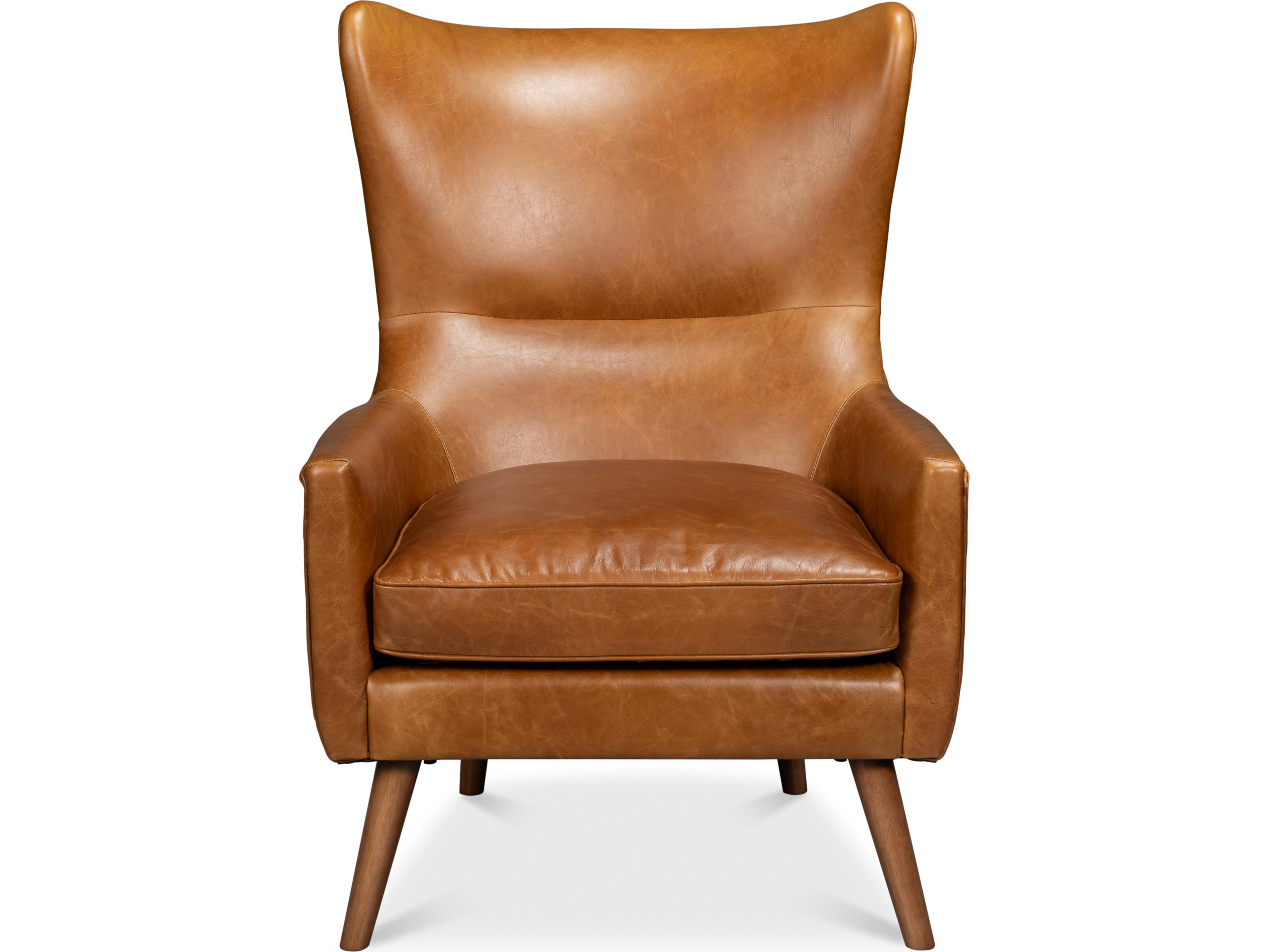 Sarreid Ltd Patron Highback Leather Chair Brown