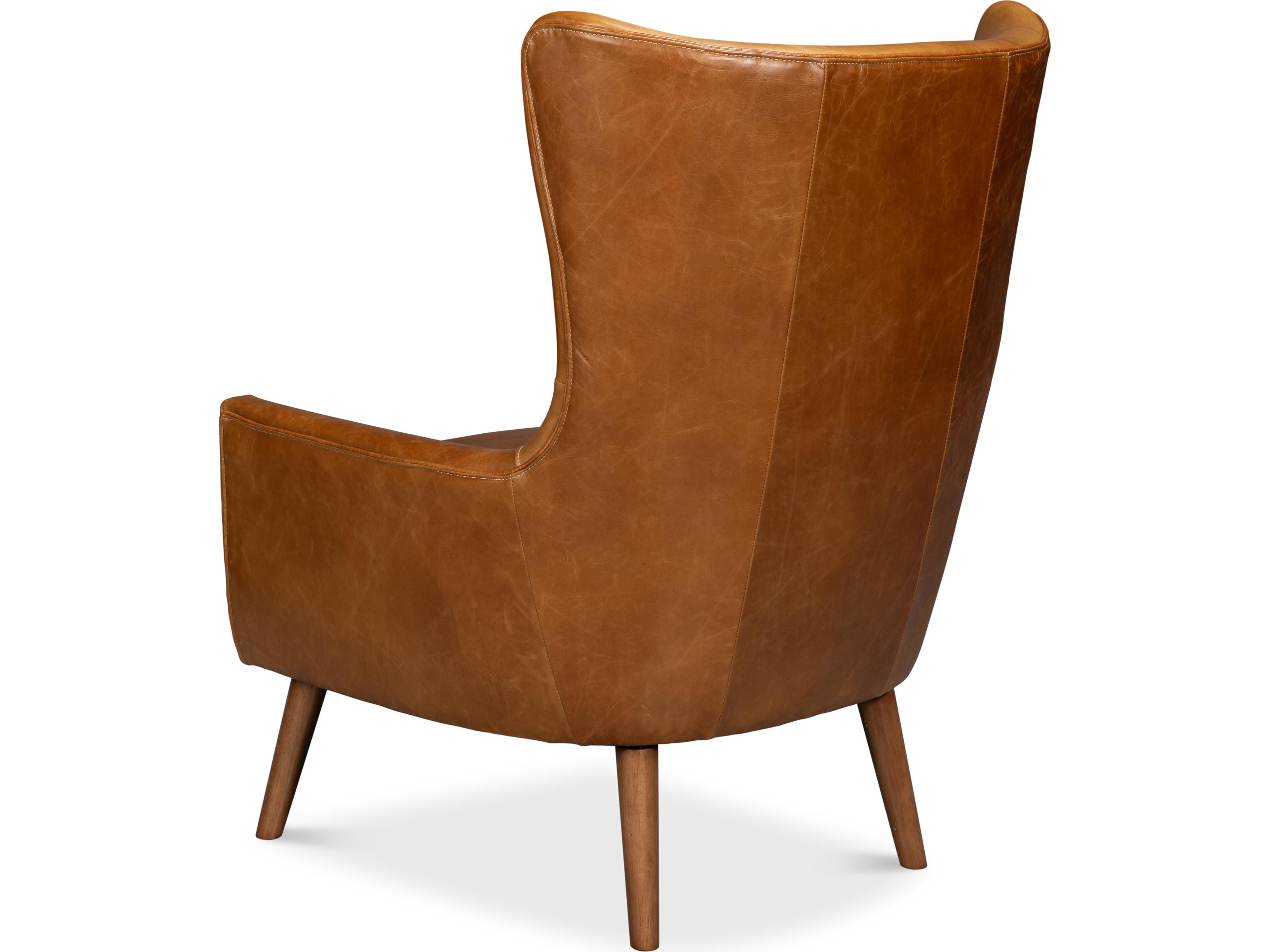 Sarreid Ltd Patron Highback Leather Chair Brown