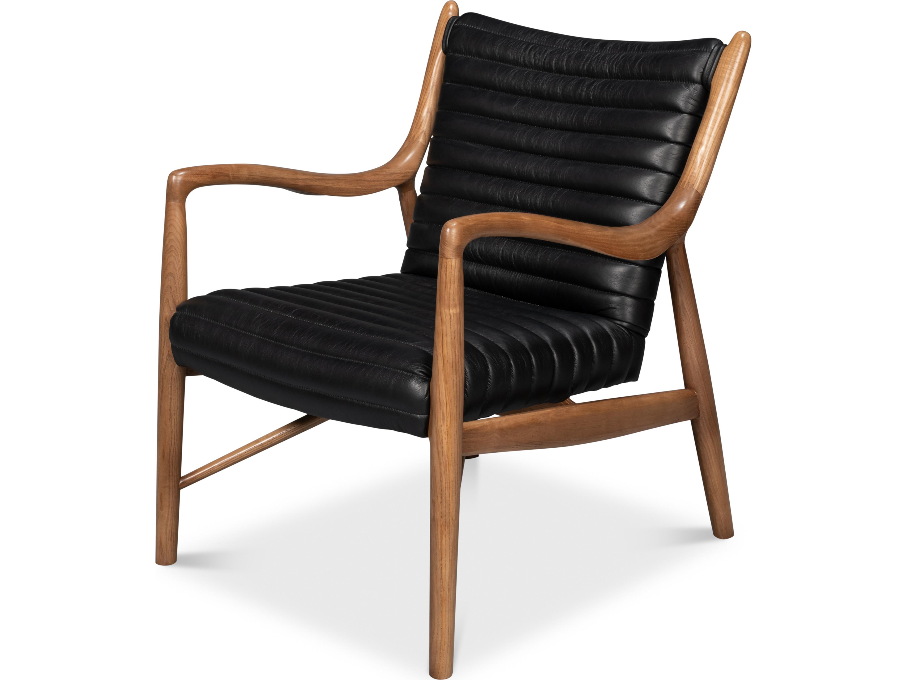 Sarreid Ltd Singletary Leather Chair Onyx Black