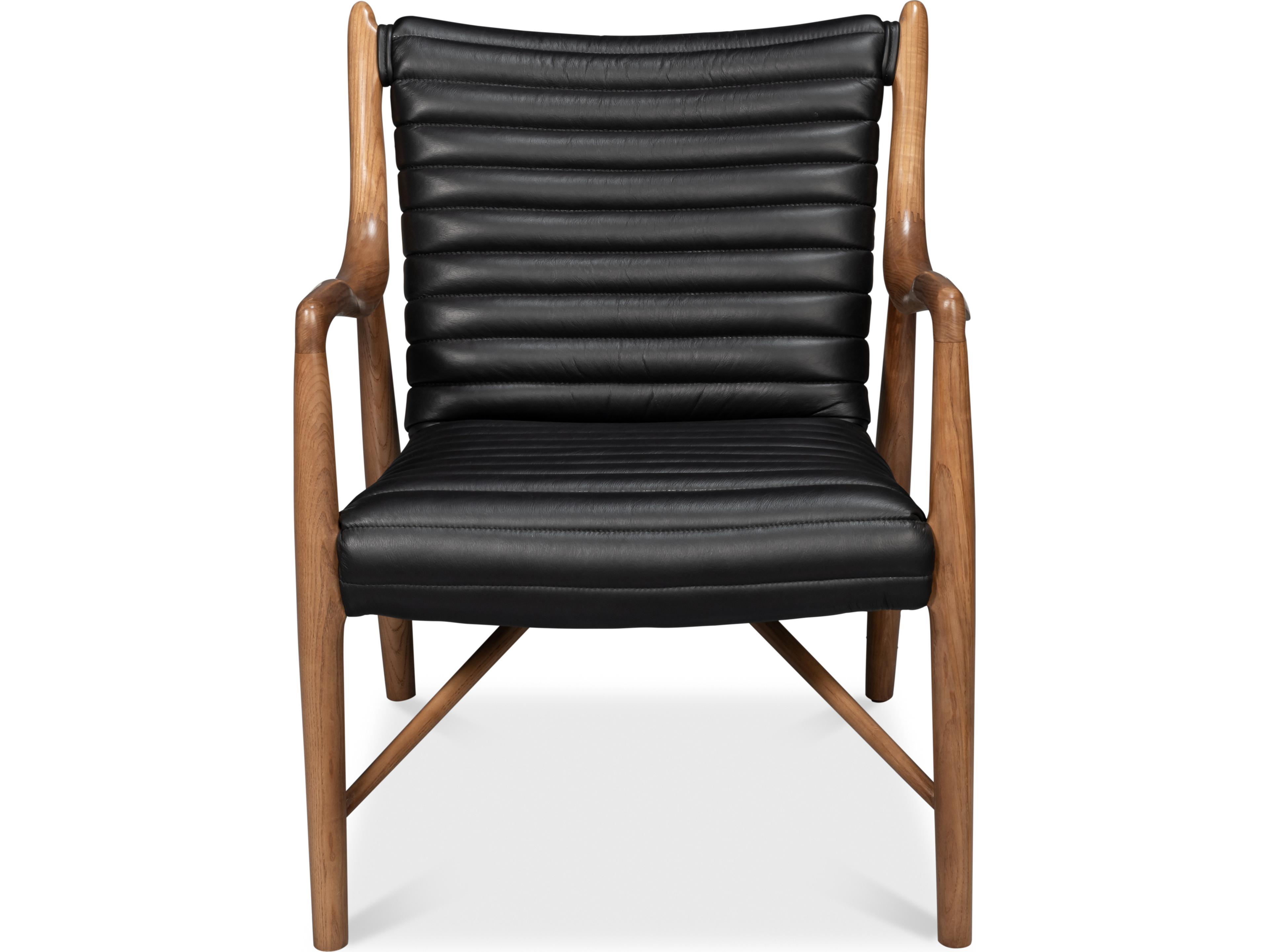 Sarreid Ltd Singletary Leather Chair Onyx Black