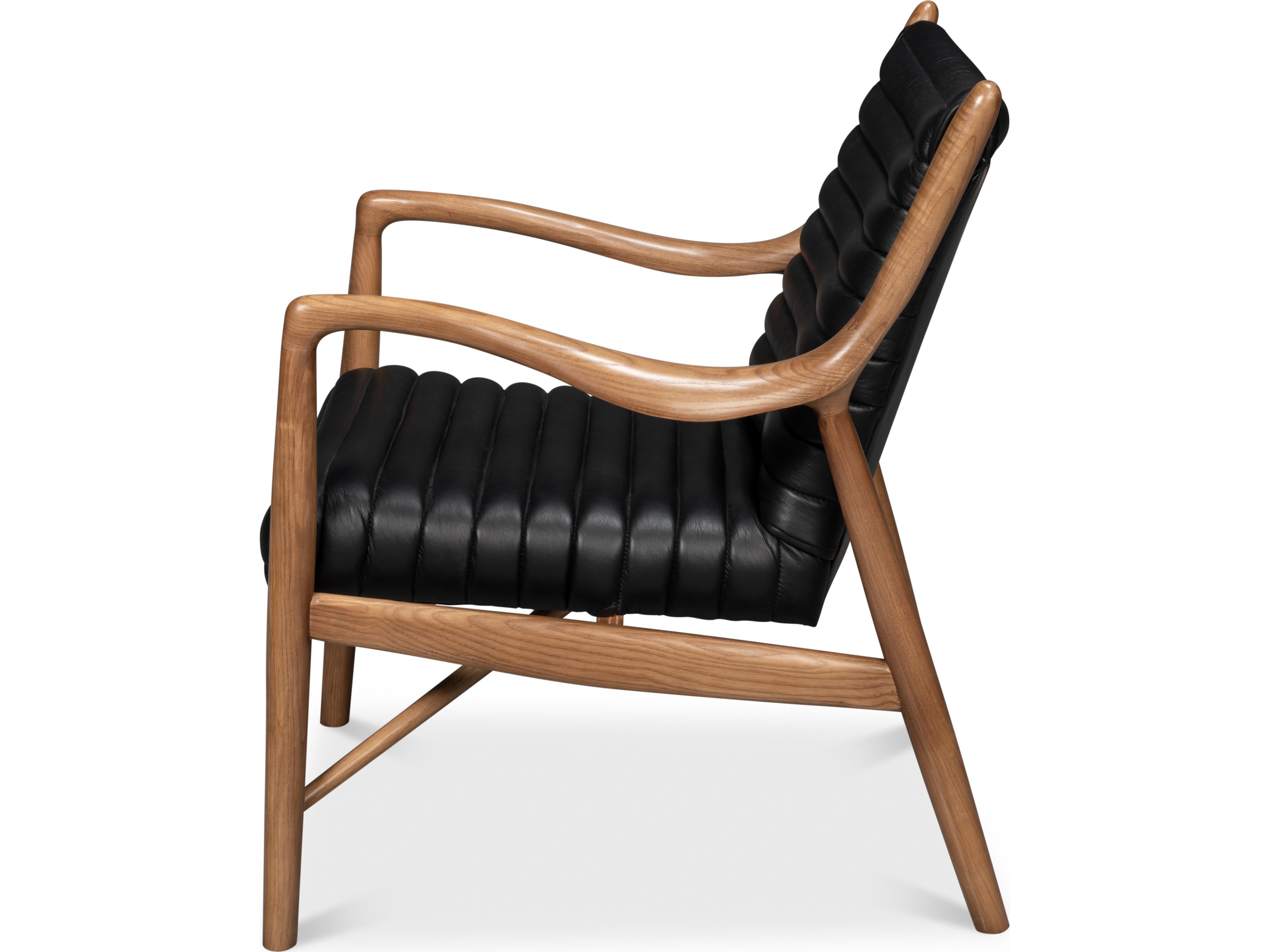 Sarreid Ltd Singletary Leather Chair Onyx Black