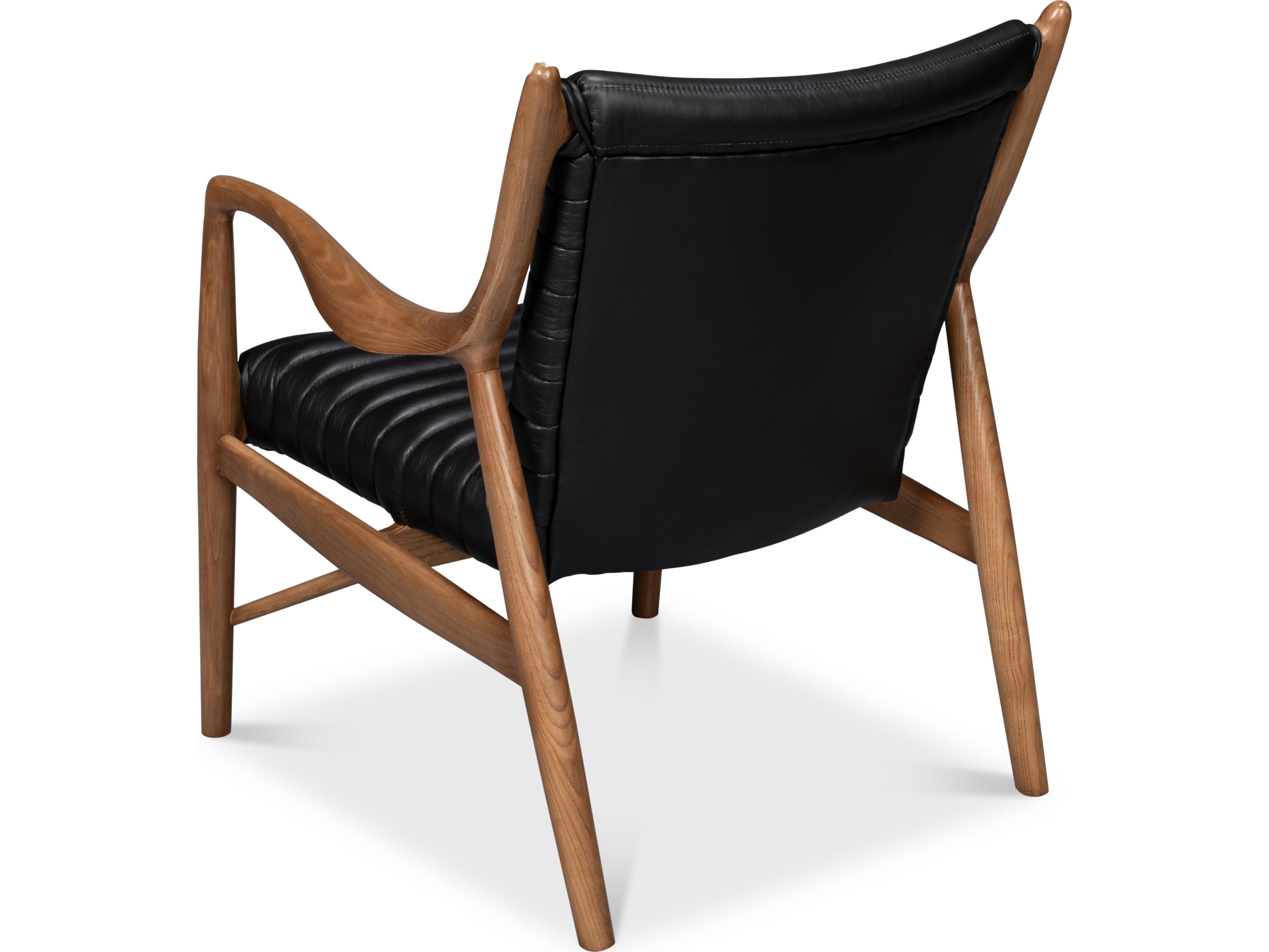 Sarreid Ltd Singletary Leather Chair Onyx Black