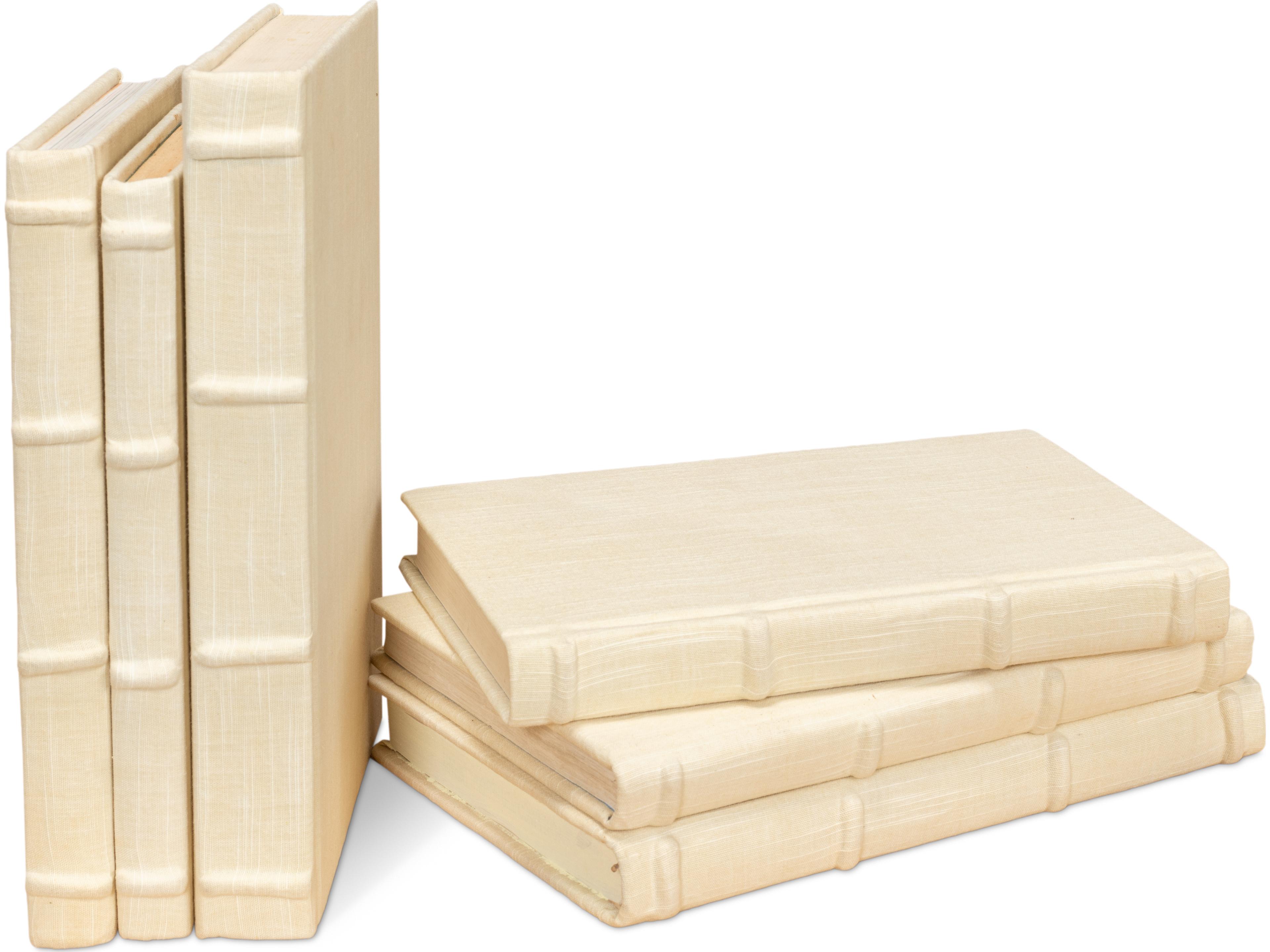 Sarreid Ltd Ecru Linen Books Set of 12