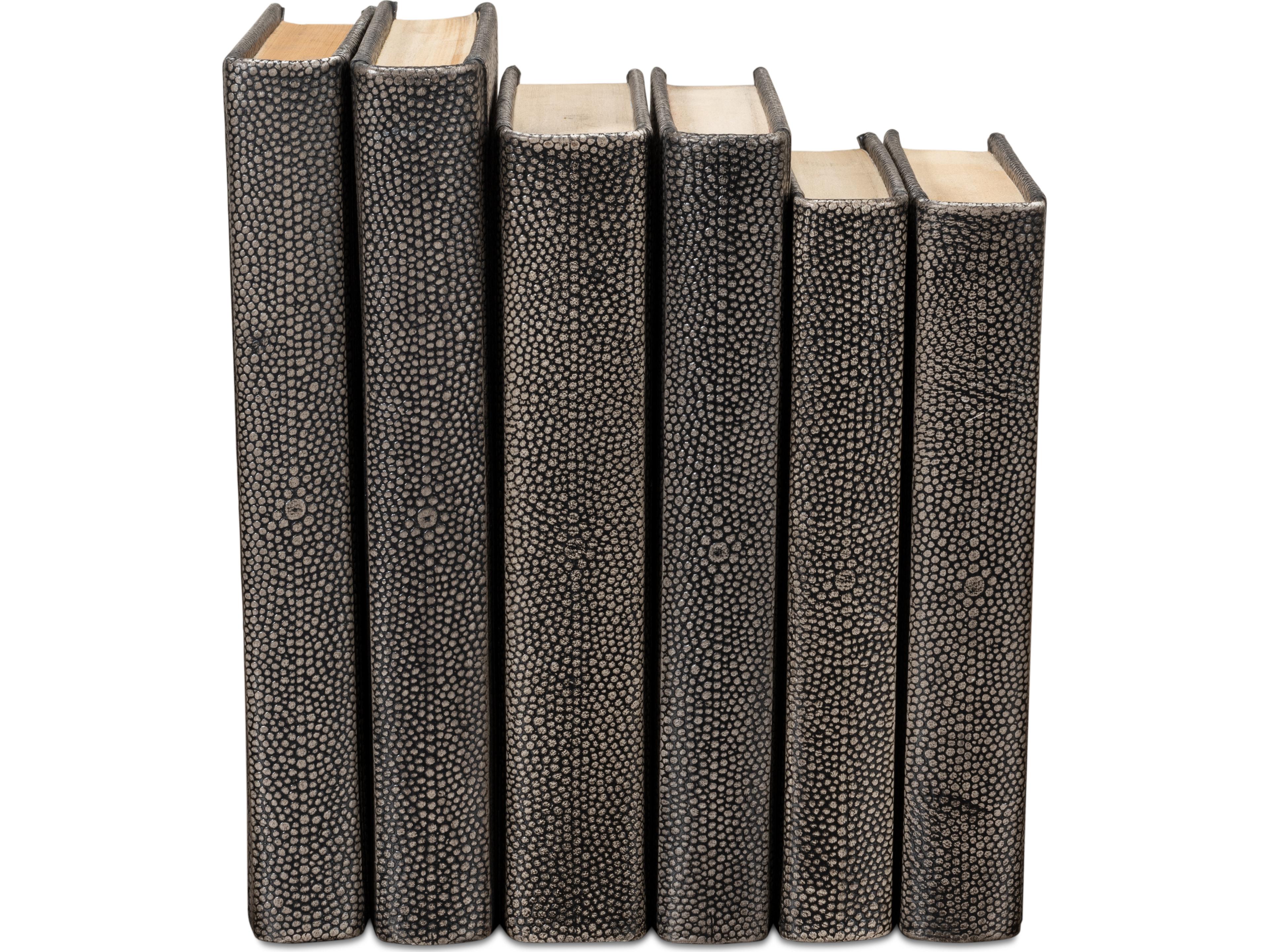 Sarreid Ltd Shagreen Books Set of 12 Antique Grey