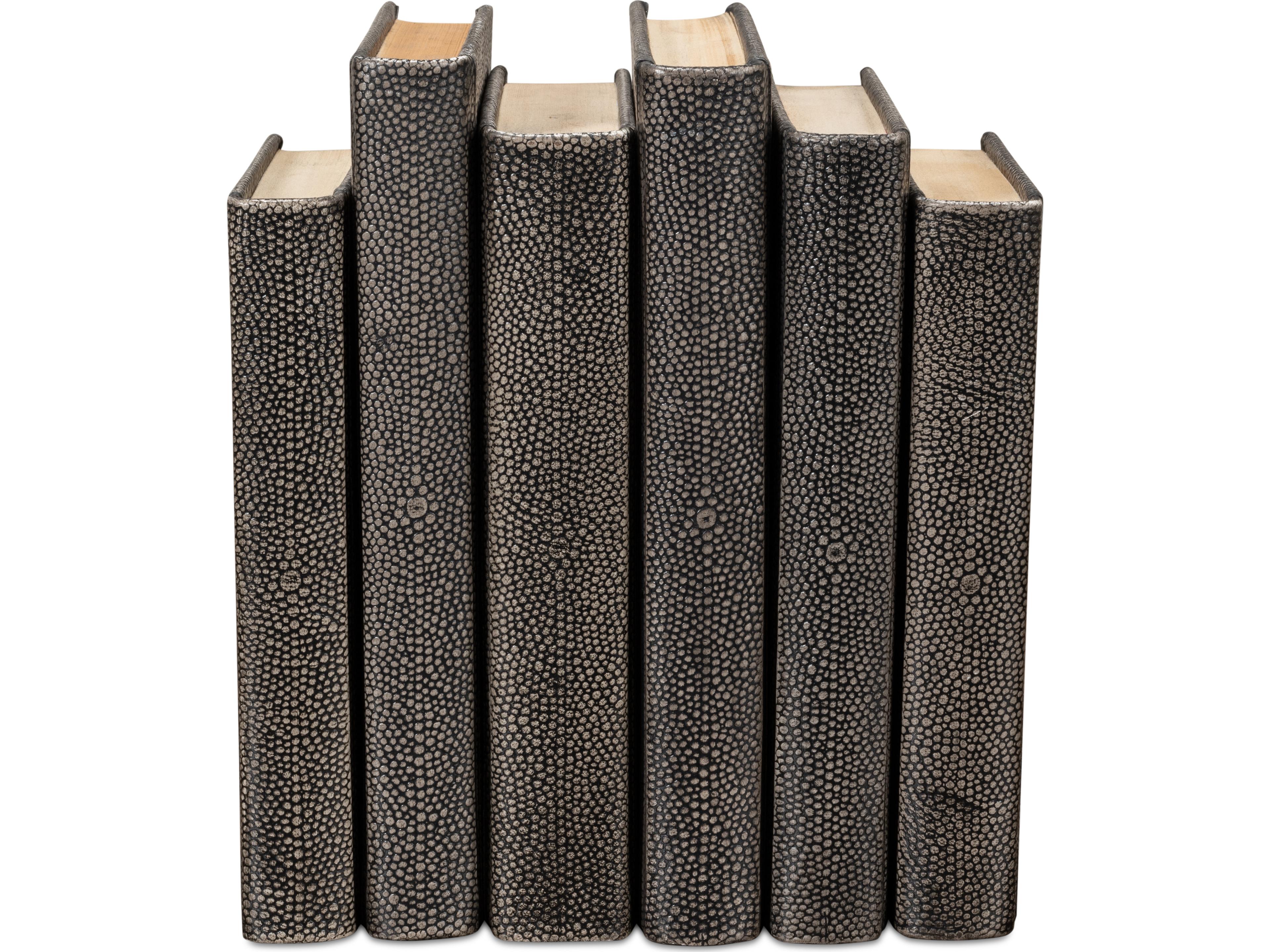 Sarreid Ltd Shagreen Books Set of 12 Antique Grey
