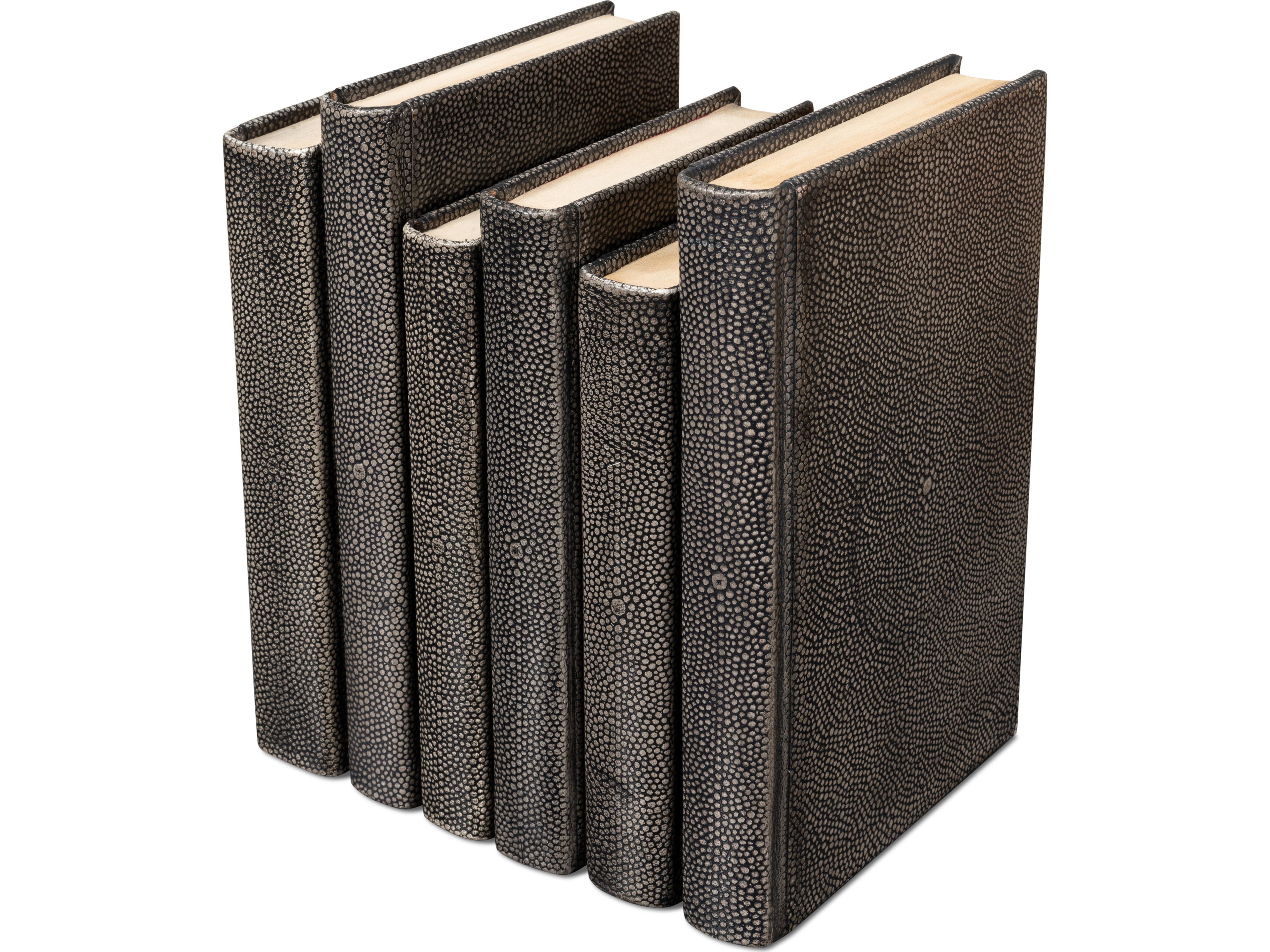 Sarreid Ltd Shagreen Books Set of 12 Antique Grey
