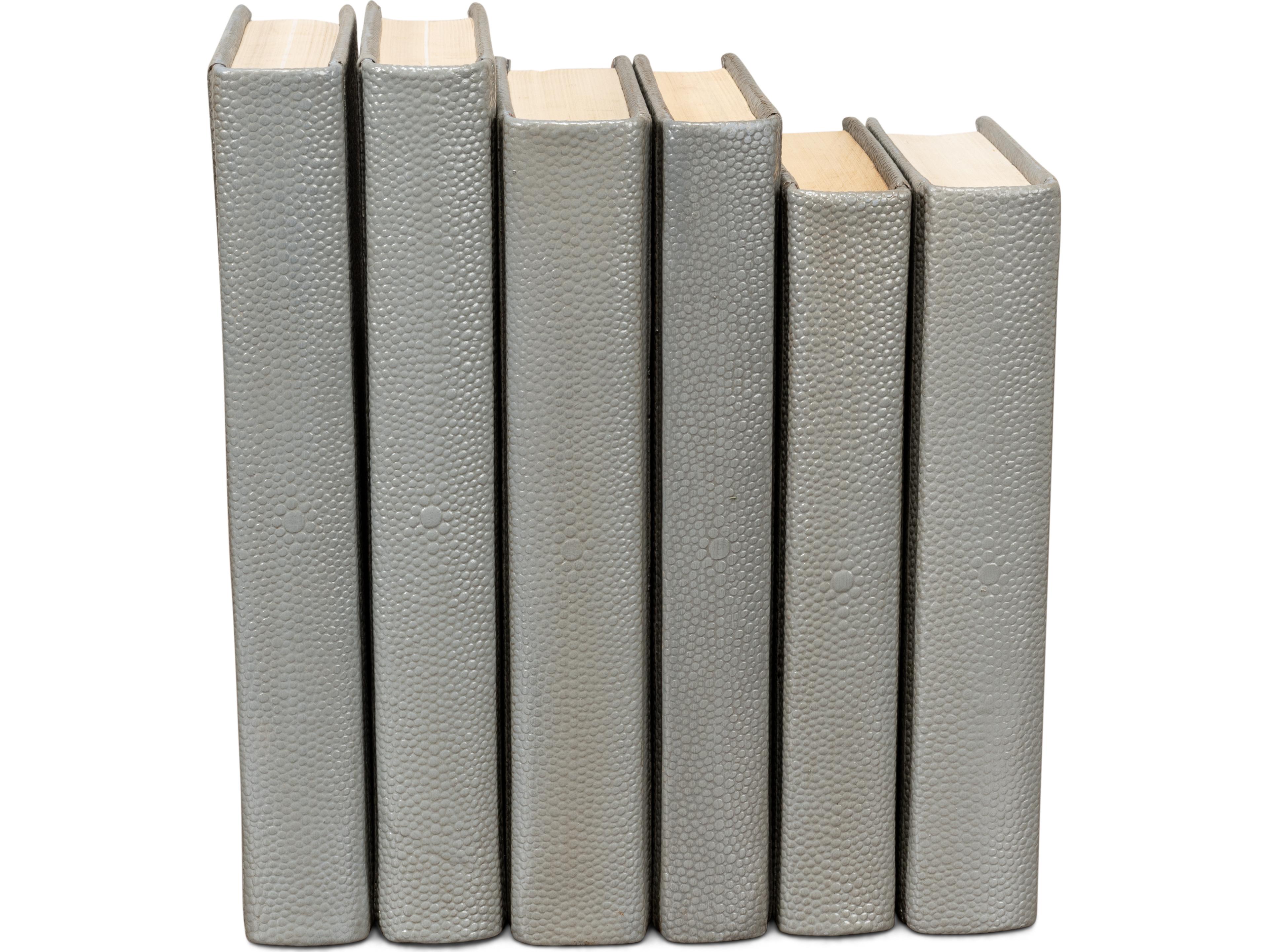 Sarreid Ltd Shagreen Books Set of 12 Storm Grey