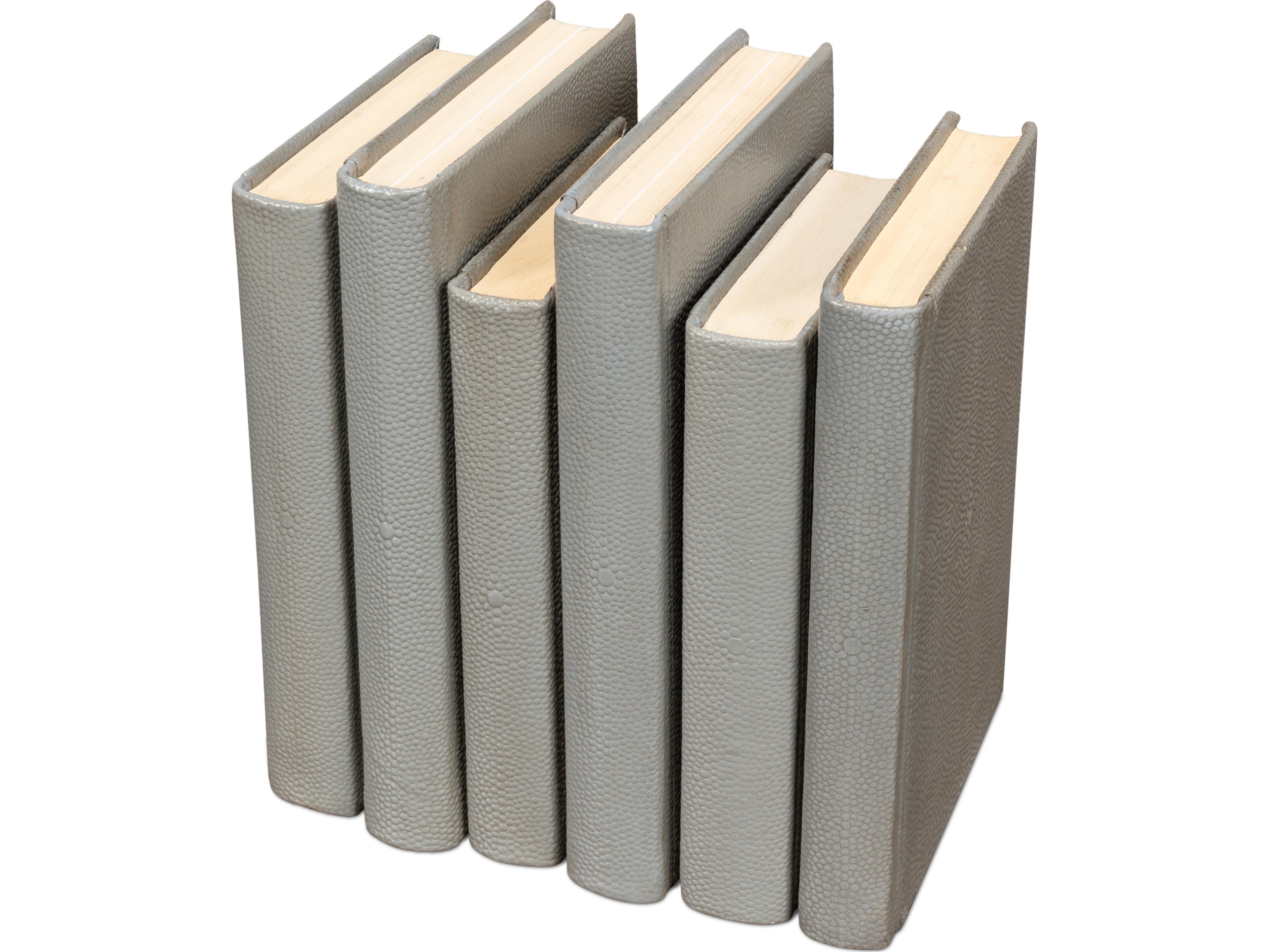 Sarreid Ltd Shagreen Books Set of 12 Storm Grey