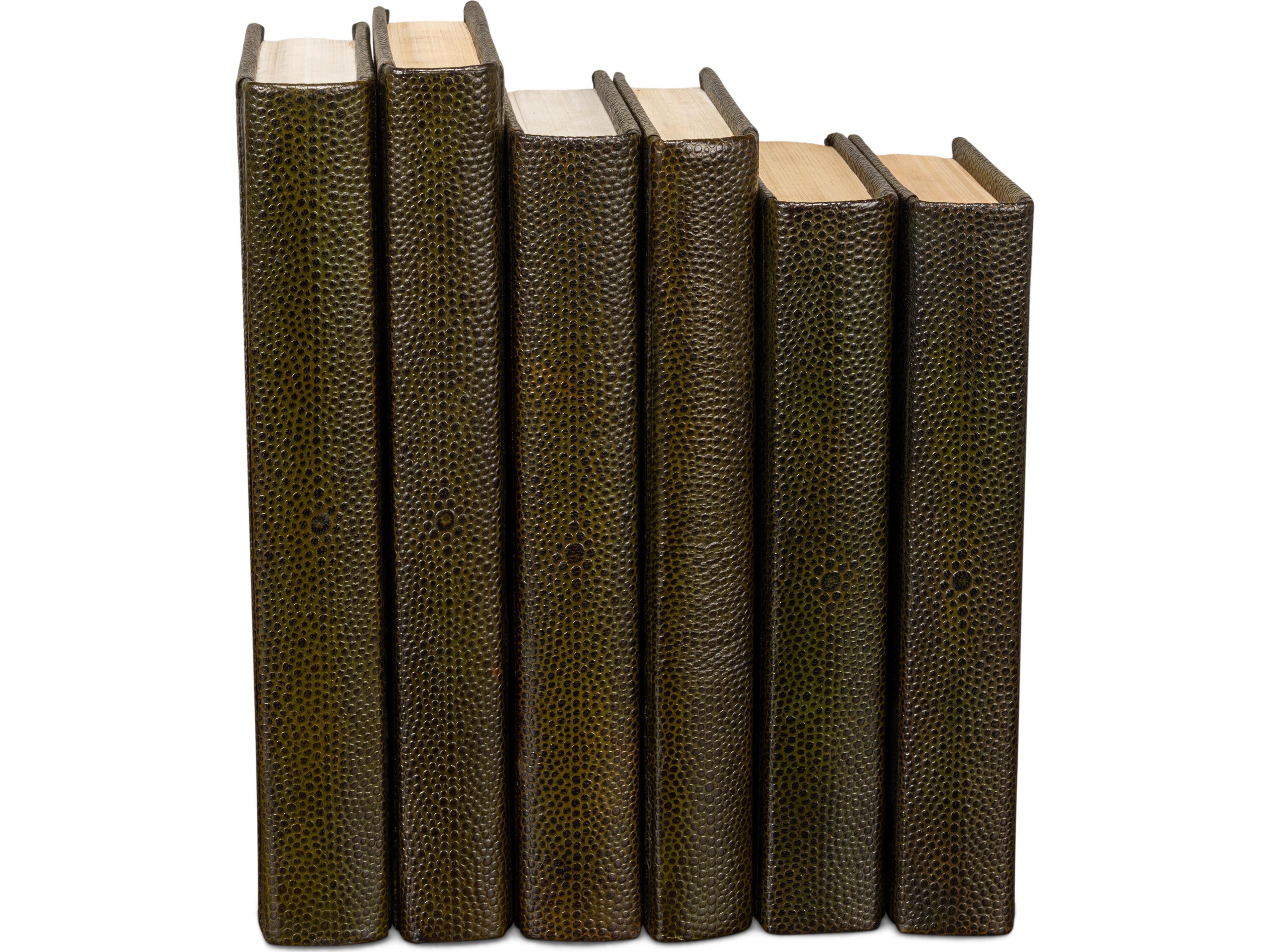 Sarreid Ltd Shagreen Books Set of 12 Leaf