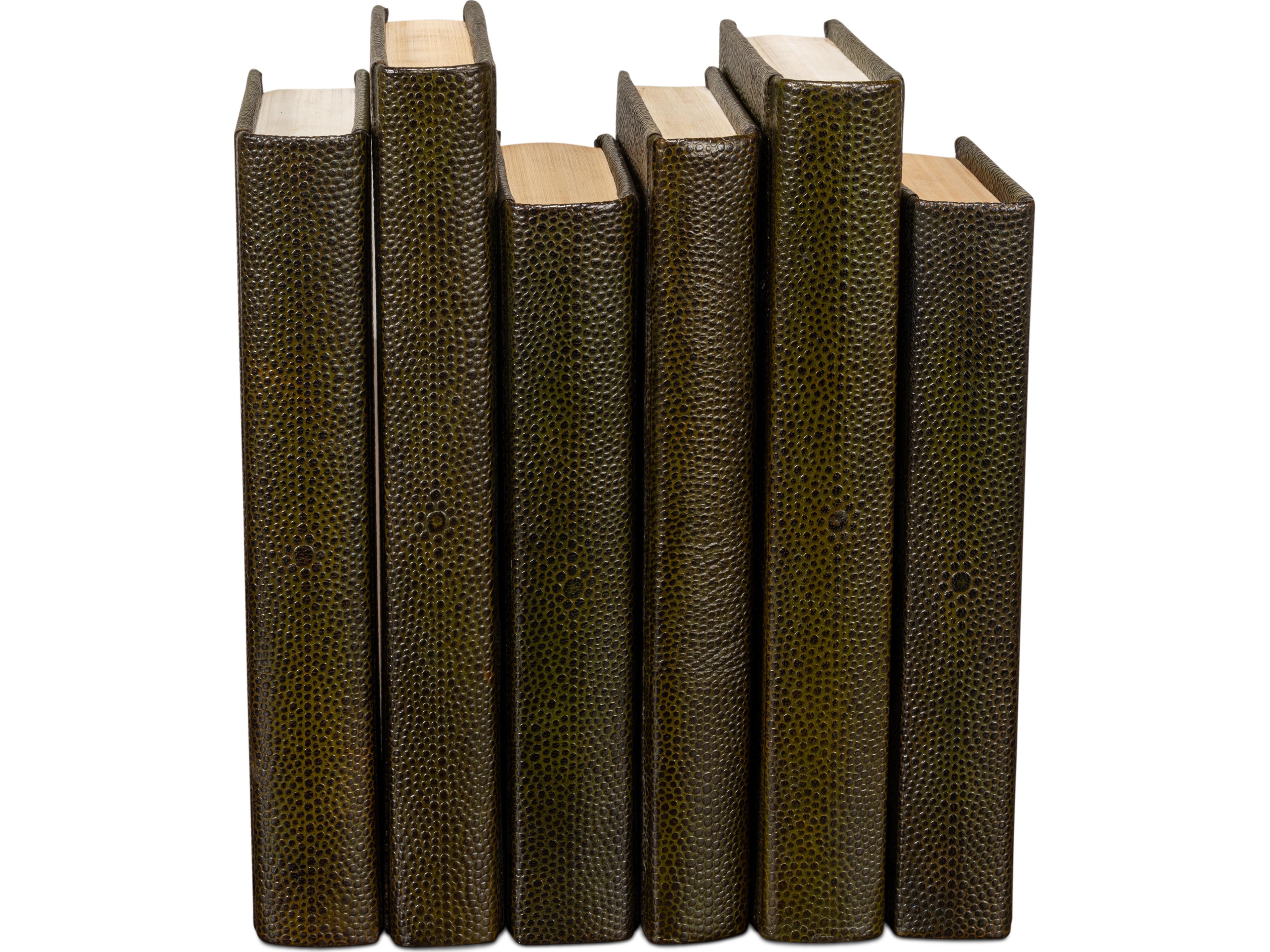 Sarreid Ltd Shagreen Books Set of 12 Leaf