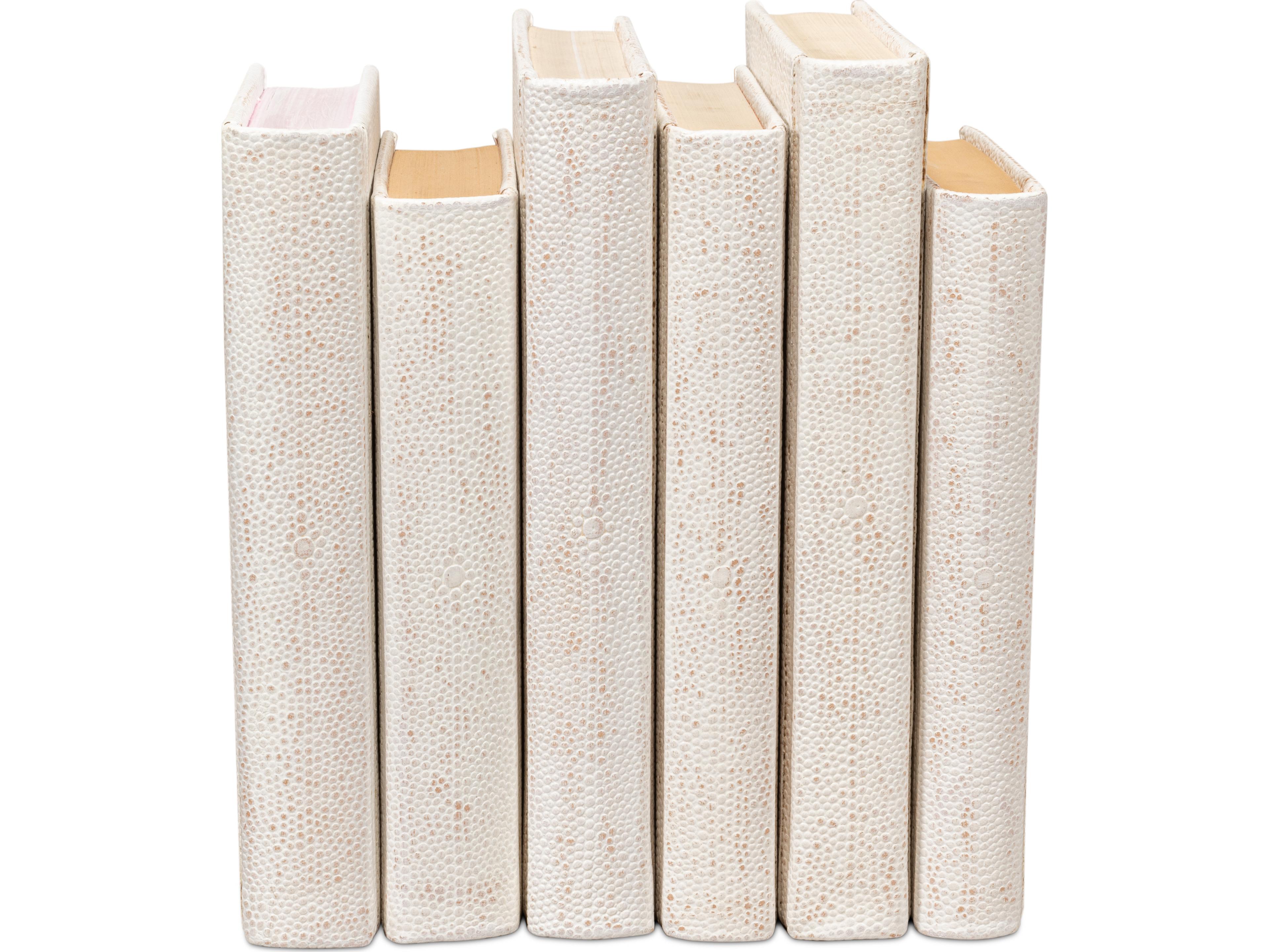Sarreid Ltd Shagreen Books Set of 12 Osprey White