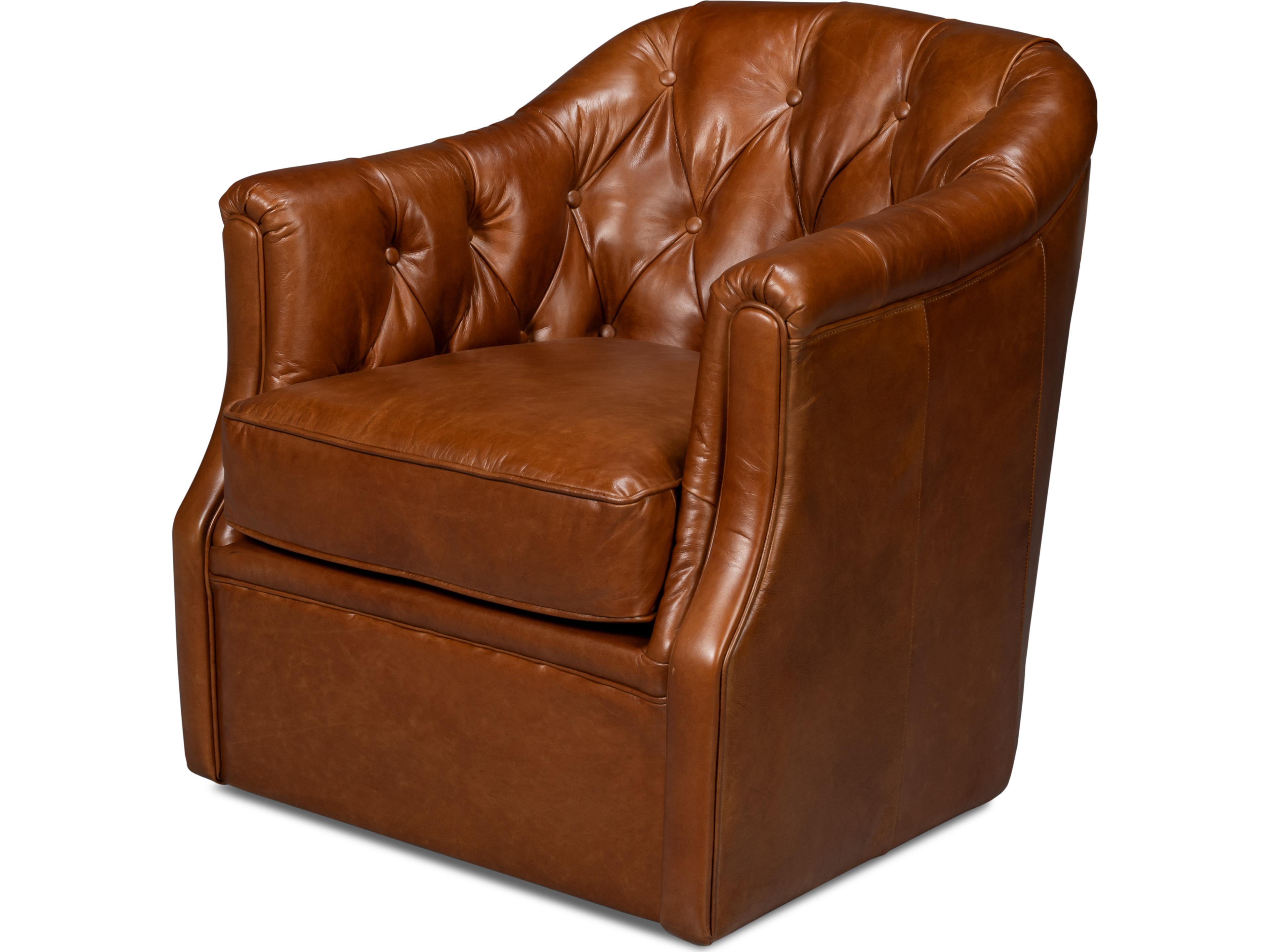 Coolidge Leather Swivel Chair Havana Brown