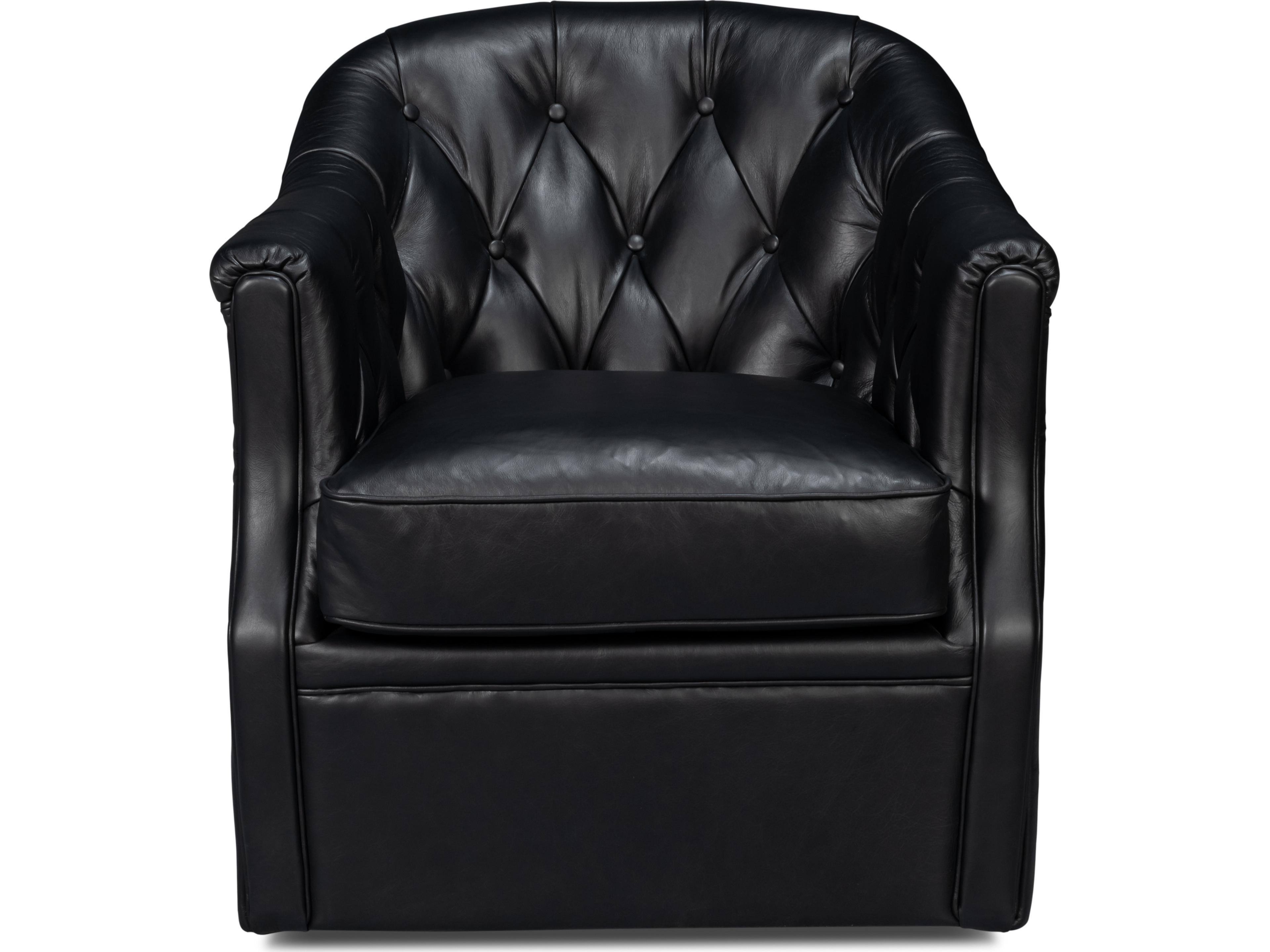 Sarreid Ltd Coolidge Leather Swivel Chair Black