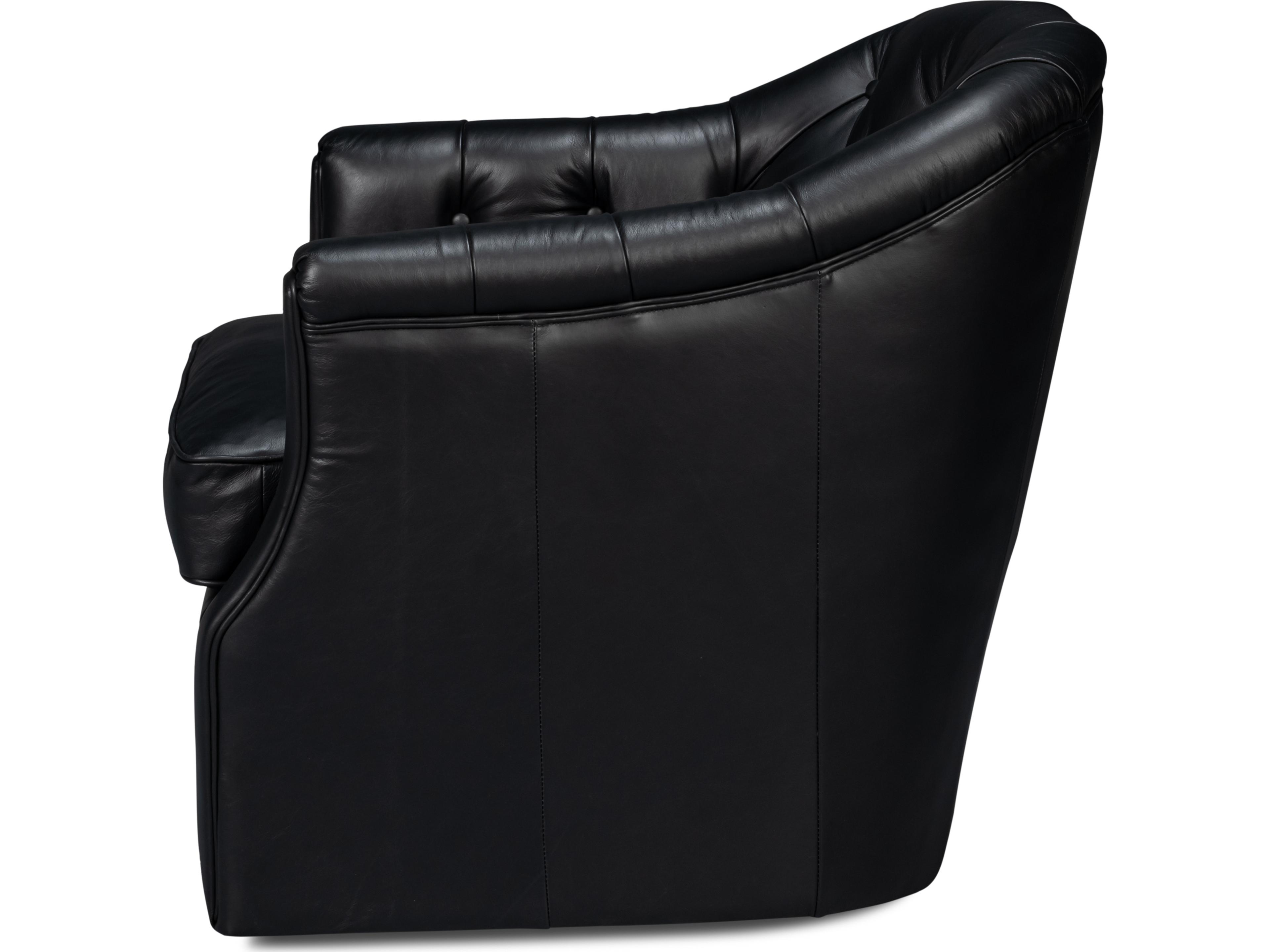 Sarreid Ltd Coolidge Leather Swivel Chair Black