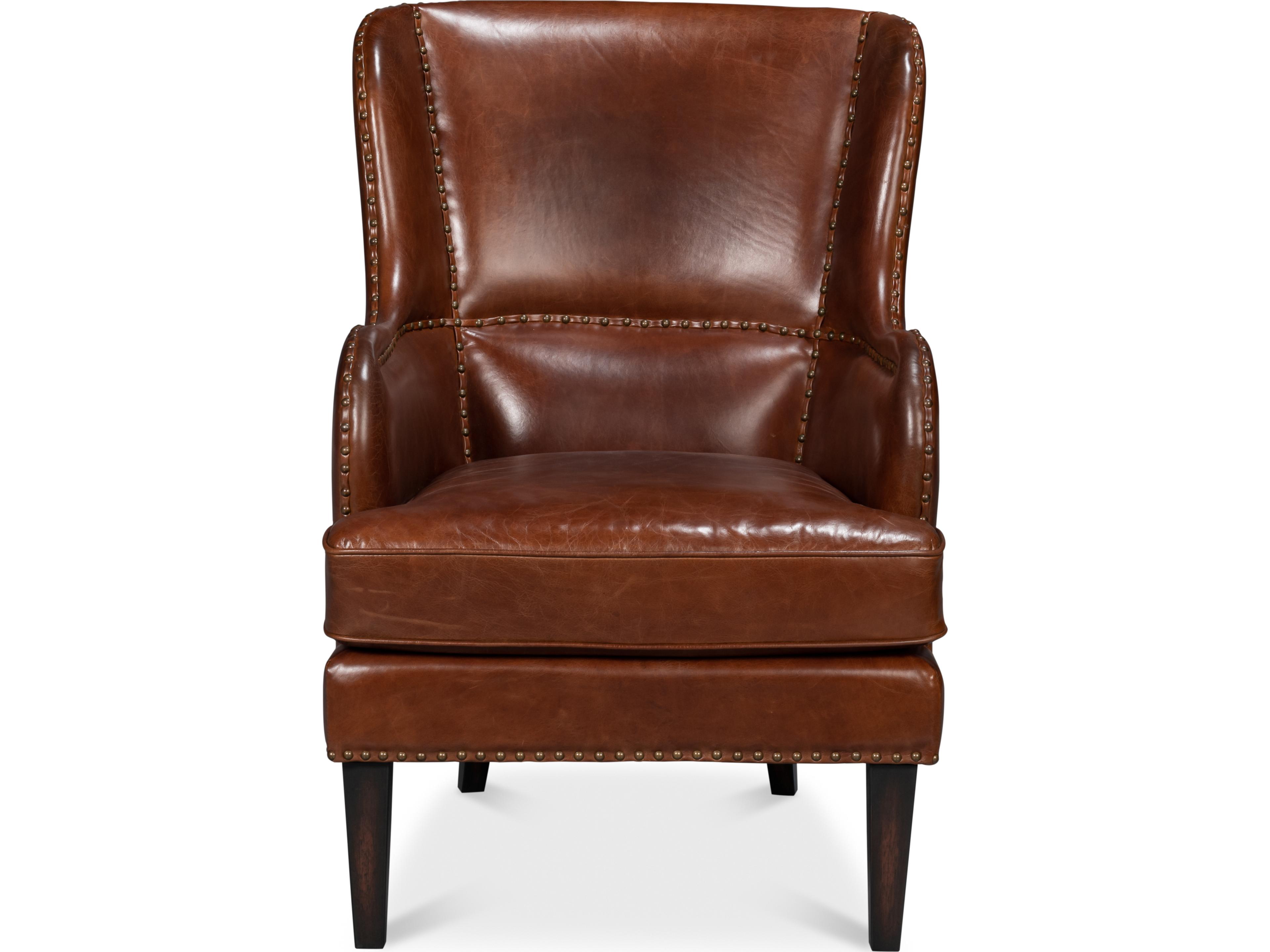 Sarreid Ltd Whitney Distilled Leather Chair Brown