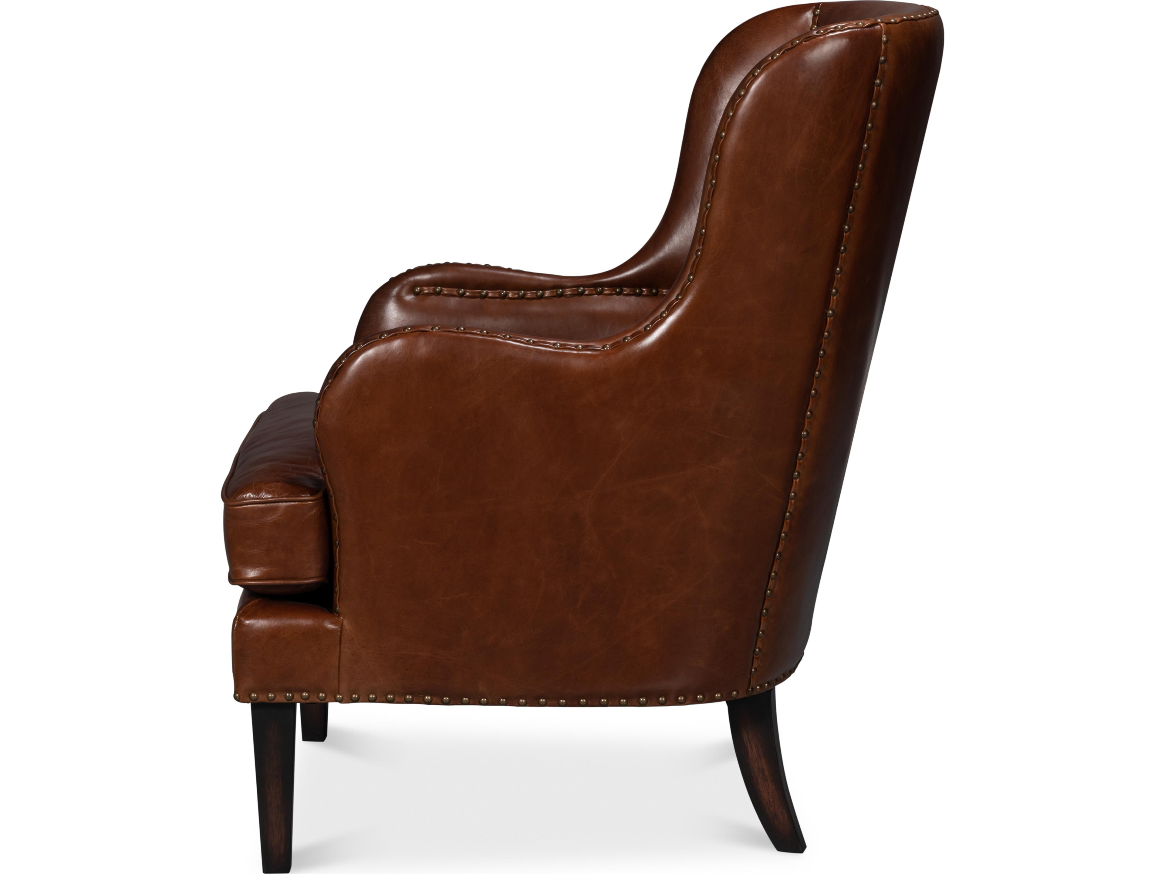 Sarreid Ltd Whitney Distilled Leather Chair Brown