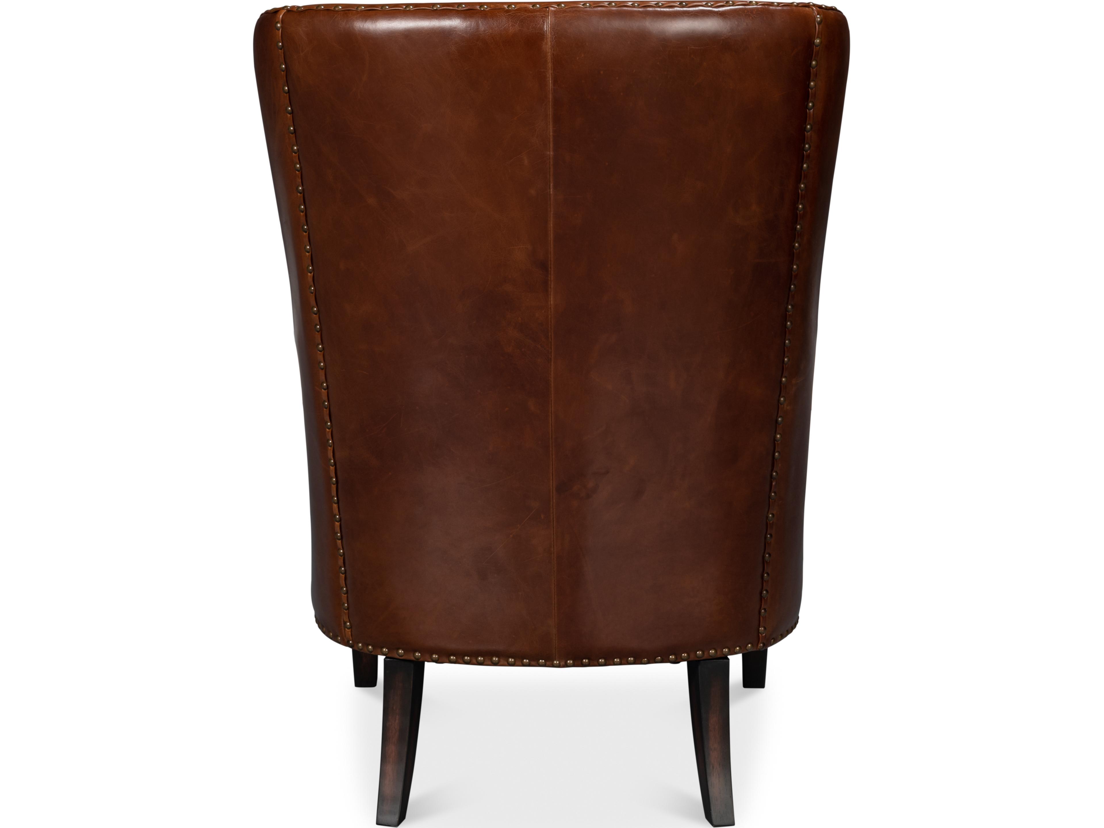 Sarreid Ltd Whitney Distilled Leather Chair Brown