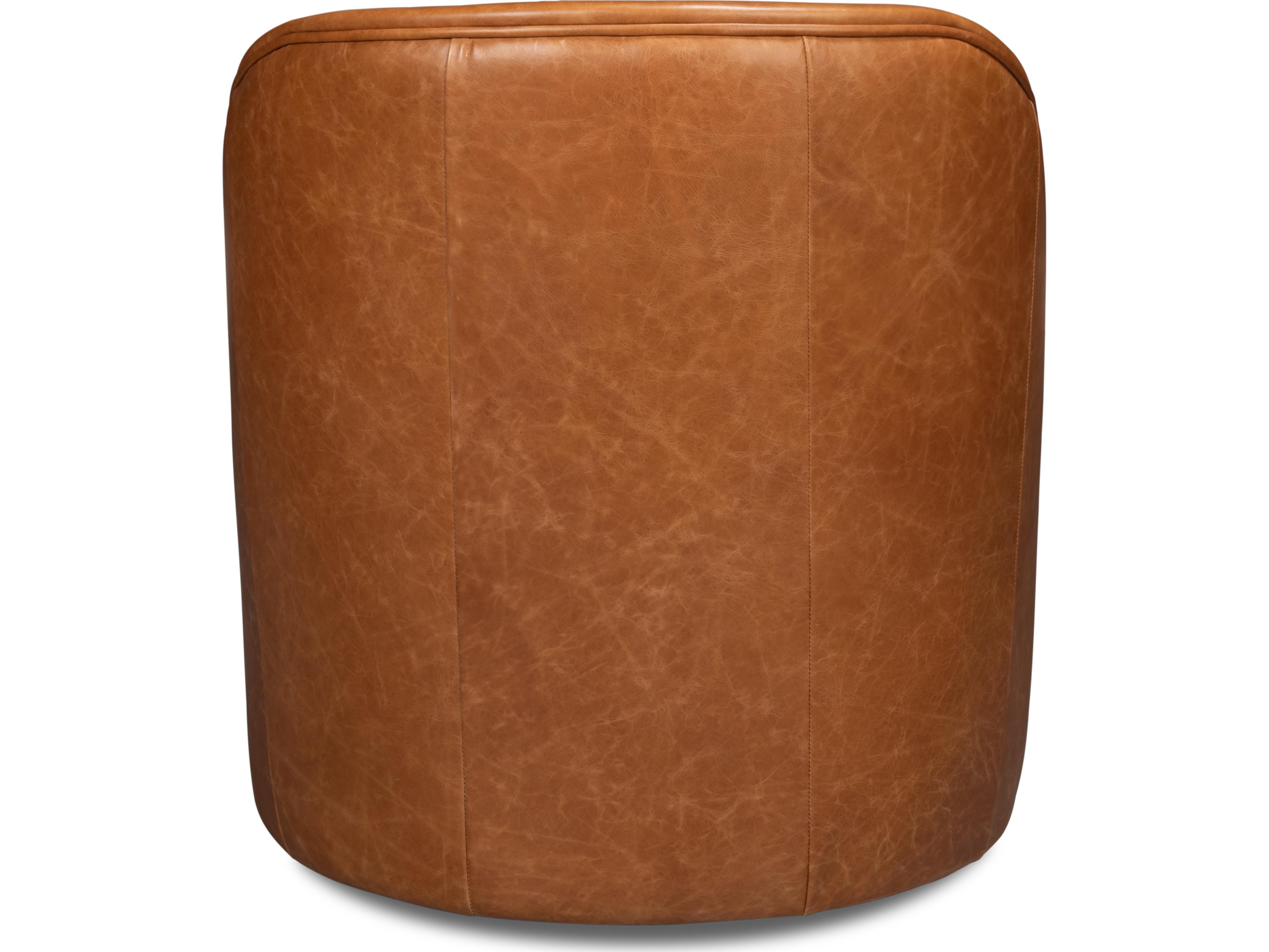 Sarreid Ltd Braxton Leather Swivel Chair Brown